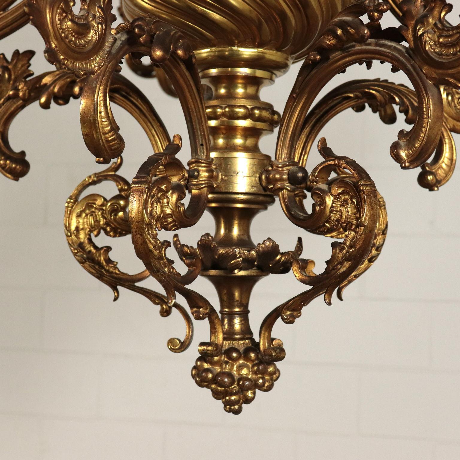 Chandelier Bronze, Italy, Late 19th Century In Good Condition In Milano, IT