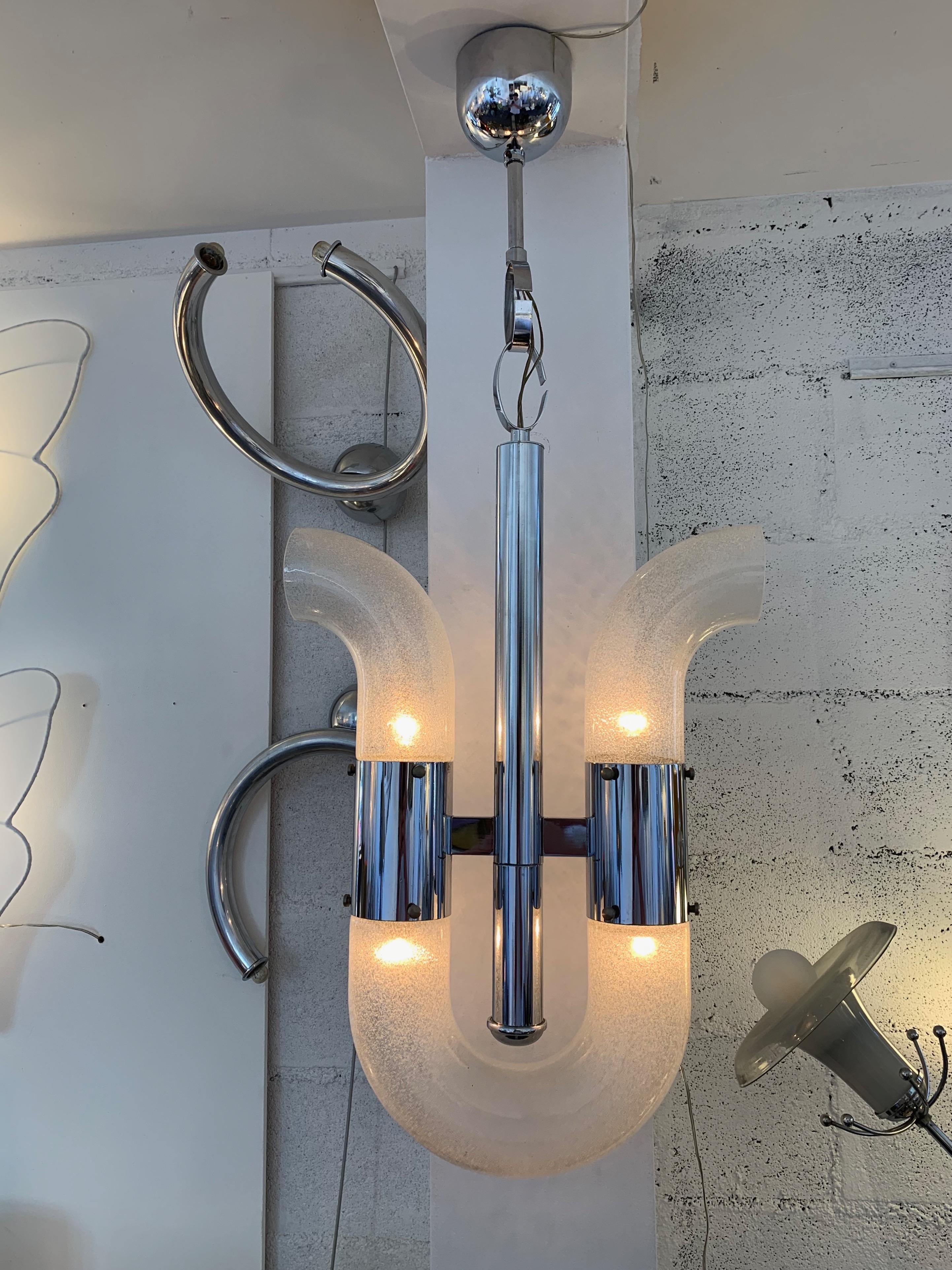Fin du 20e siècle Lustre d'Aldo Nason pour Mazzega Murano, Italie, 1970