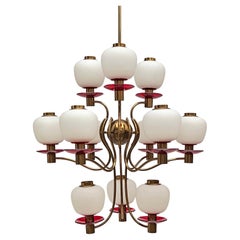 Chandelier by Angelo Lelii for Arredoluce with 12-Light