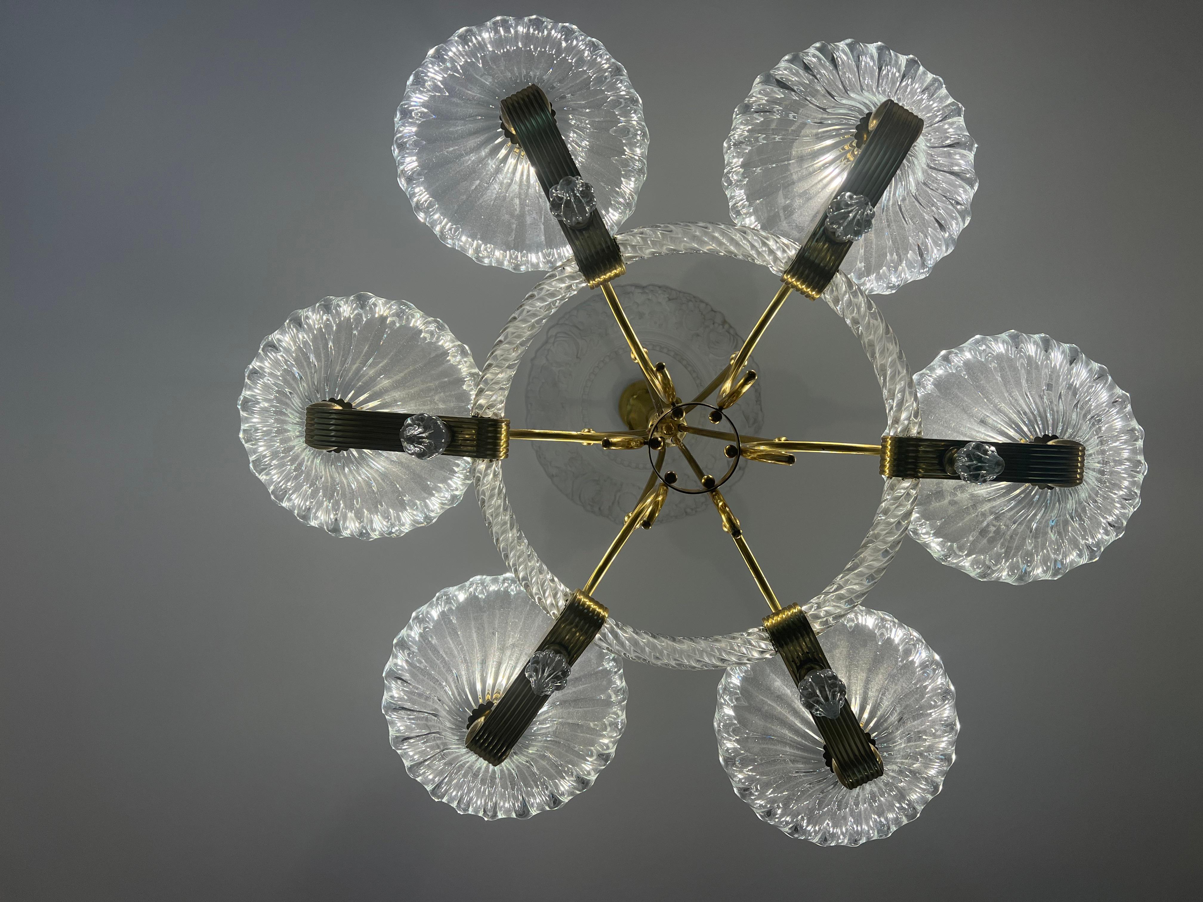 Chandelier by Barovier & Toso, Murano, 1940 In Good Condition For Sale In Budapest, HU