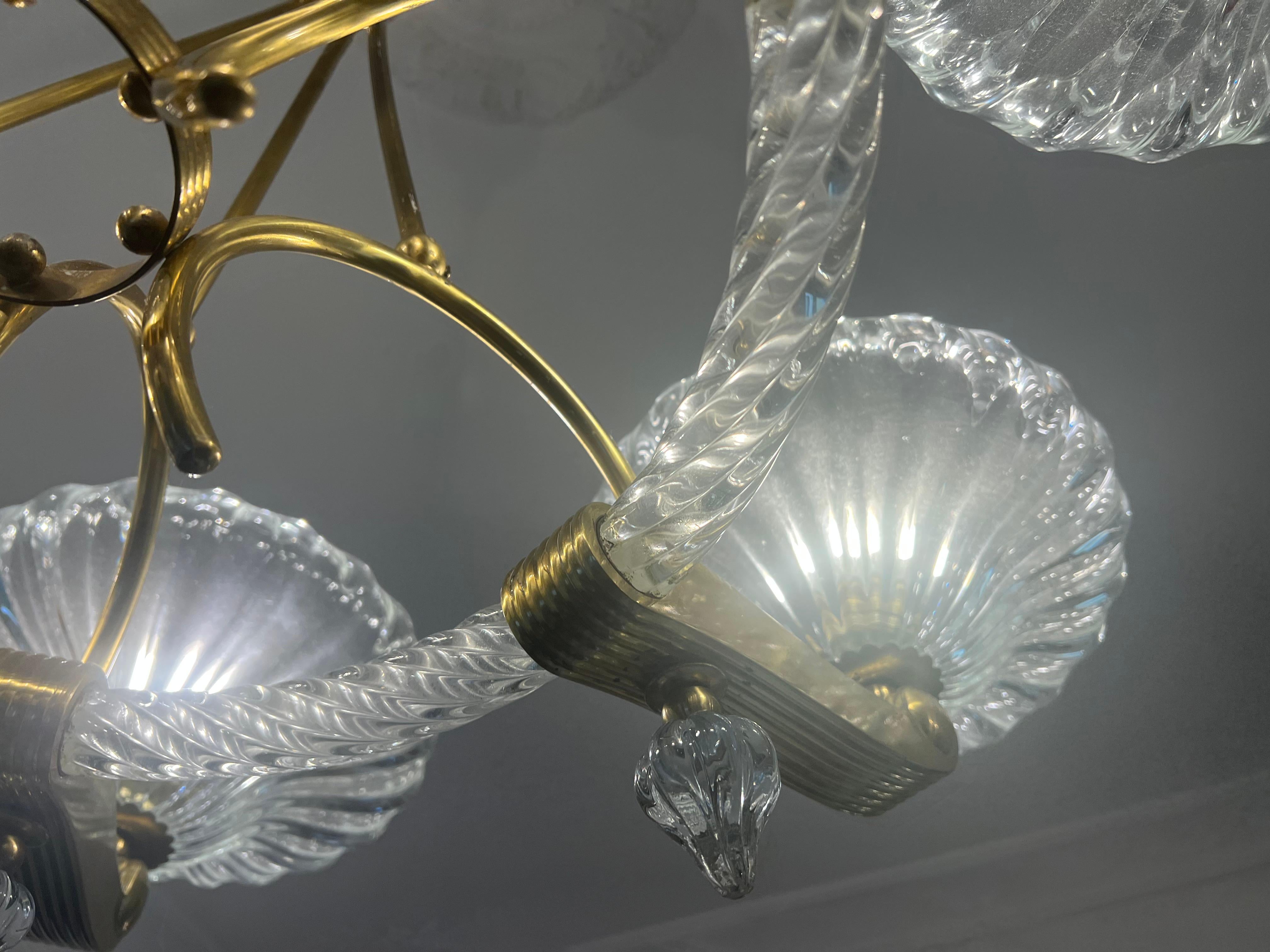 Chandelier by Barovier & Toso, Murano, 1940 For Sale 1