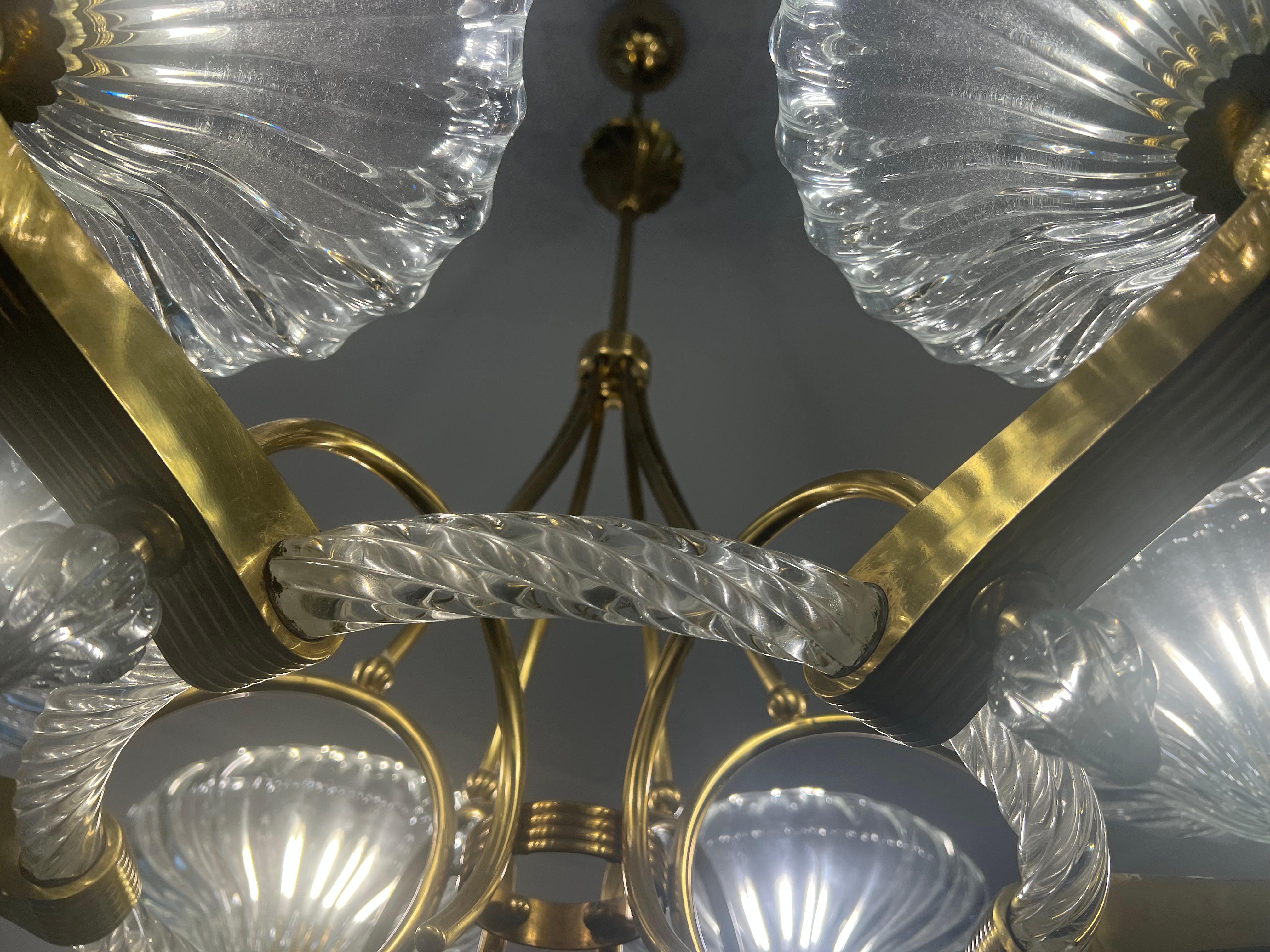 Chandelier by Barovier & Toso, Murano, 1940 For Sale 3