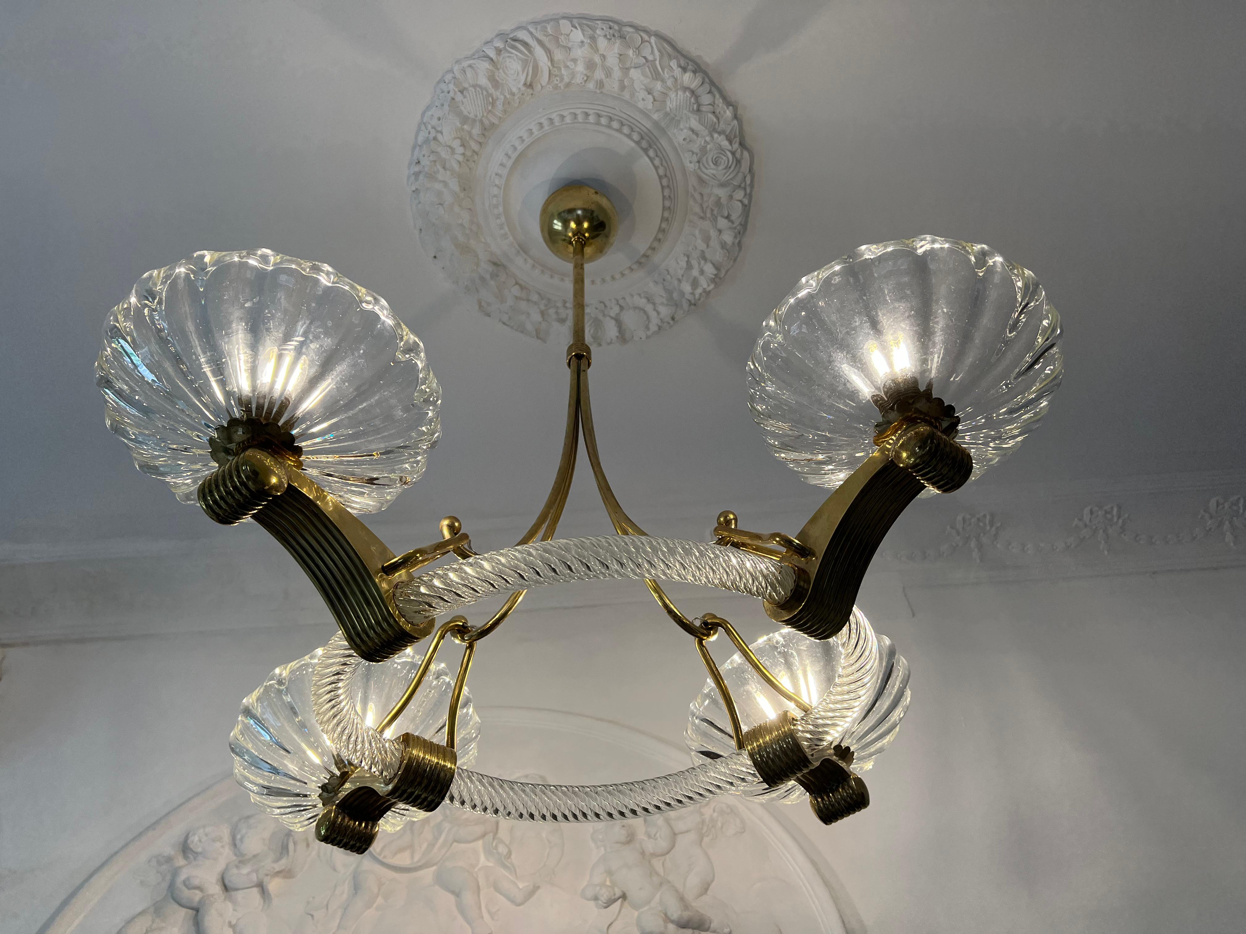 Chandelier by Barovier & Toso, Murano, 1940s For Sale 12