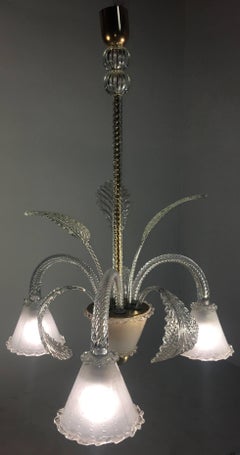 1950s Italian Murano Chandelier attributed to Barovier & Toso