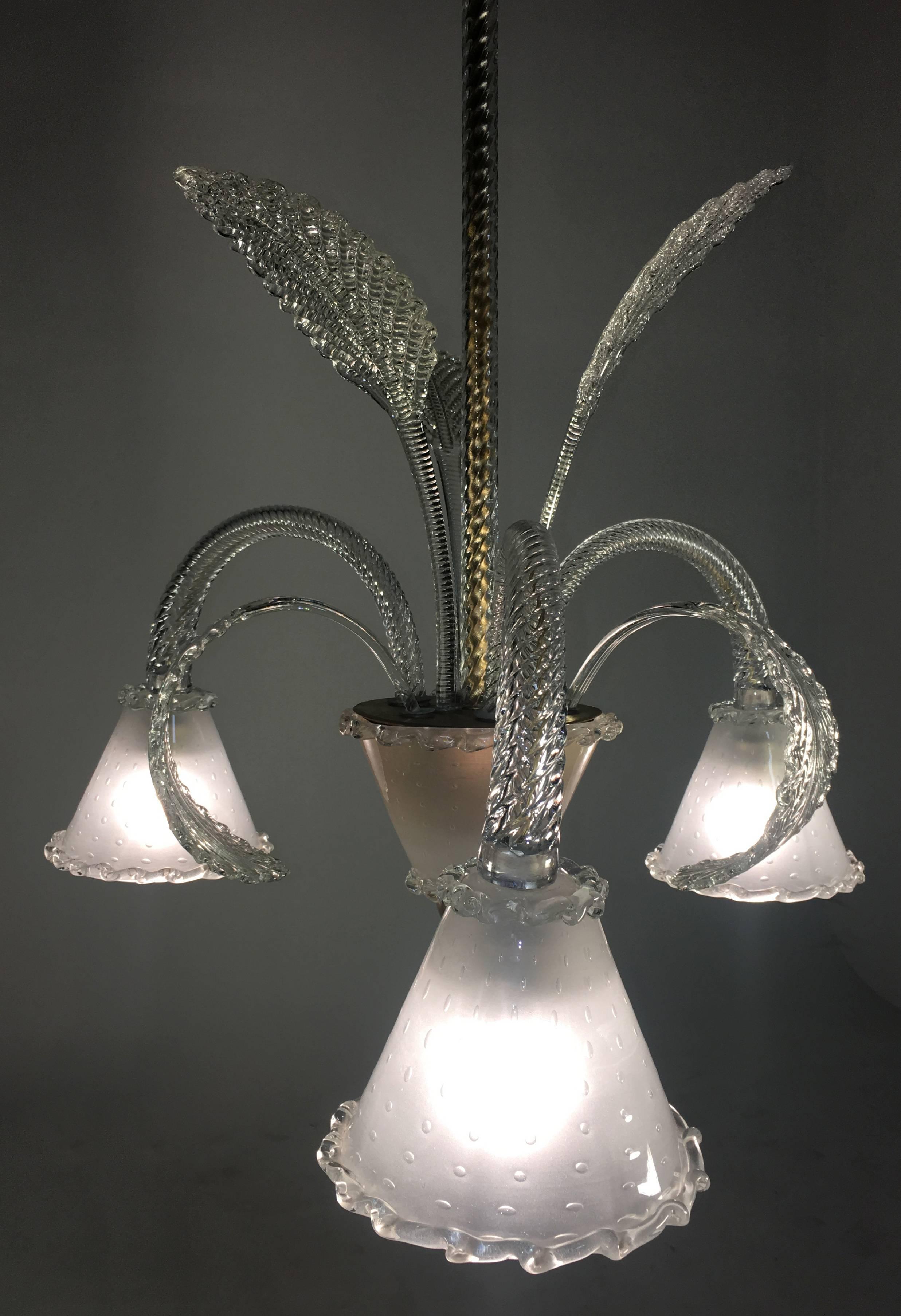 Araña de Barovier & Toso, Murano, años 40 Latón en venta