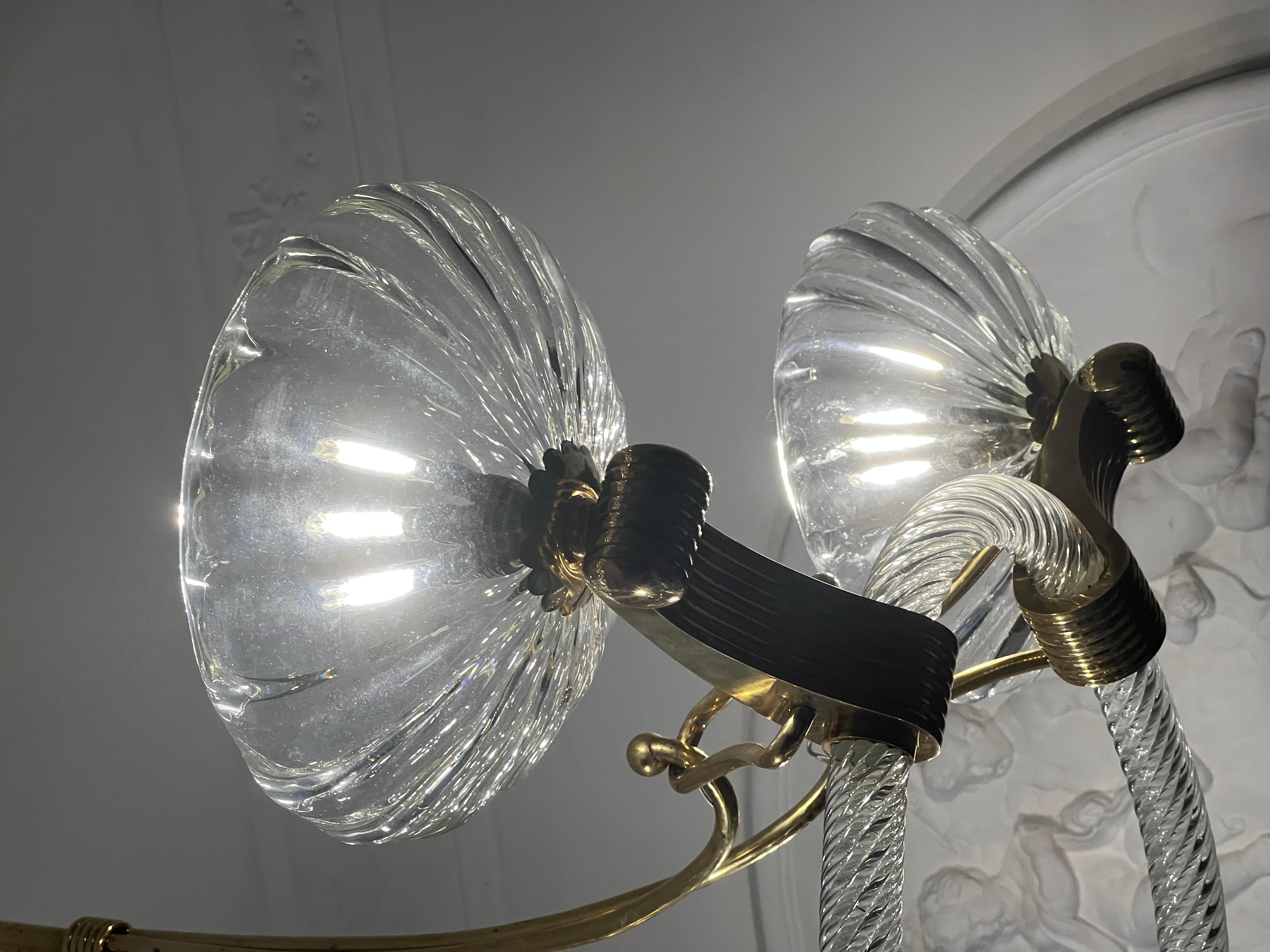 Mid-20th Century Chandelier by Barovier & Toso, Murano, 1940s For Sale