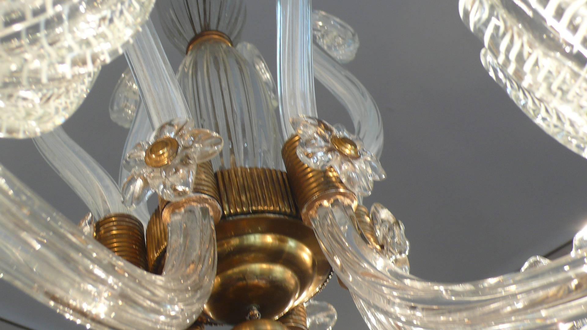 Chandelier by Barovier & Toso, Murano, 1940s For Sale 1