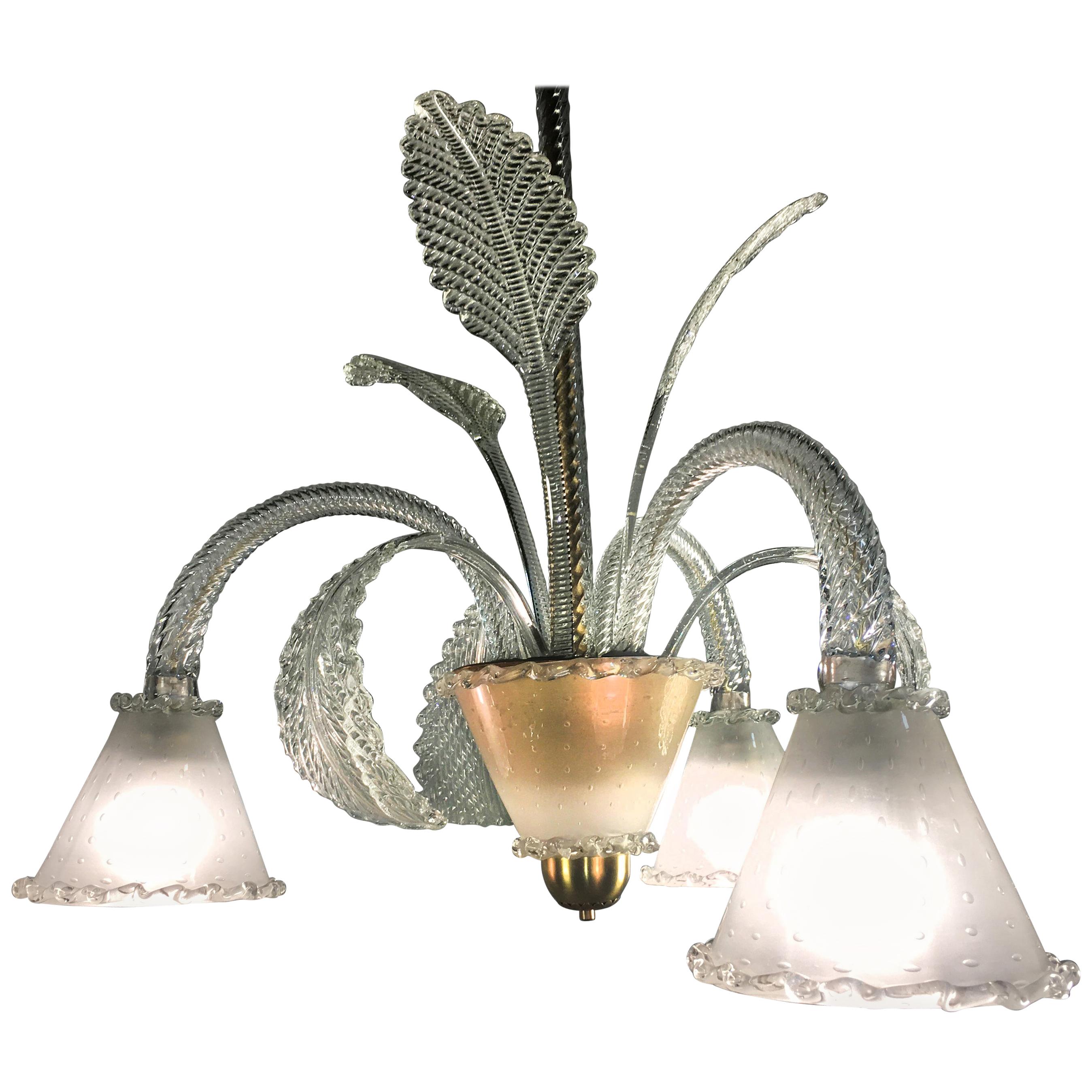 Chandelier by Barovier & Toso, Murano, 1940s For Sale