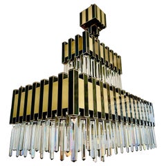 Chandelier by Bd Lumica cristal with brass gilt gold 14 bulbs , Spain 1970s