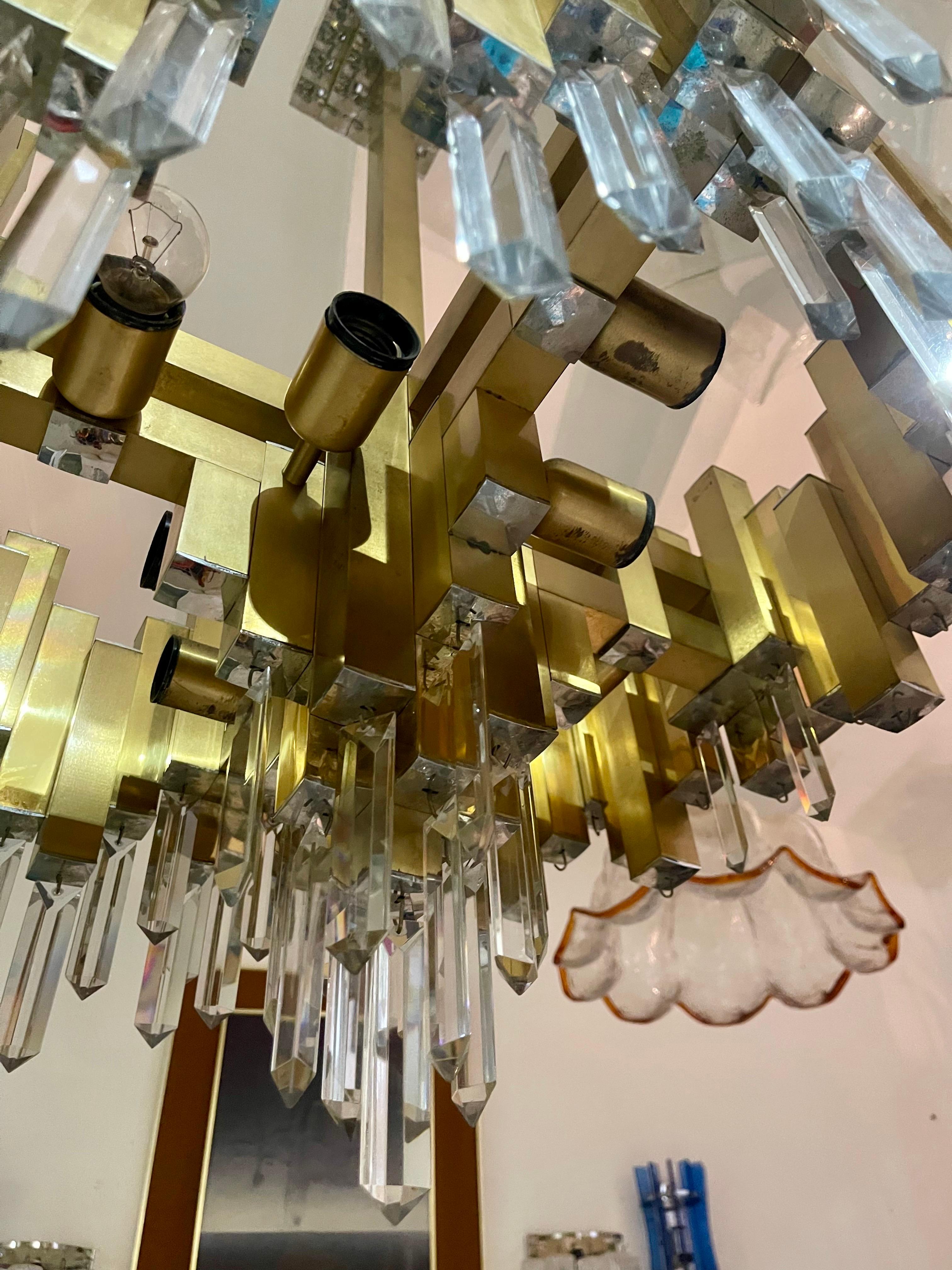 Kronleuchter von Bd Lumica kristall mit messing vergoldet , Spanien 1970er (Sonstiges) im Angebot