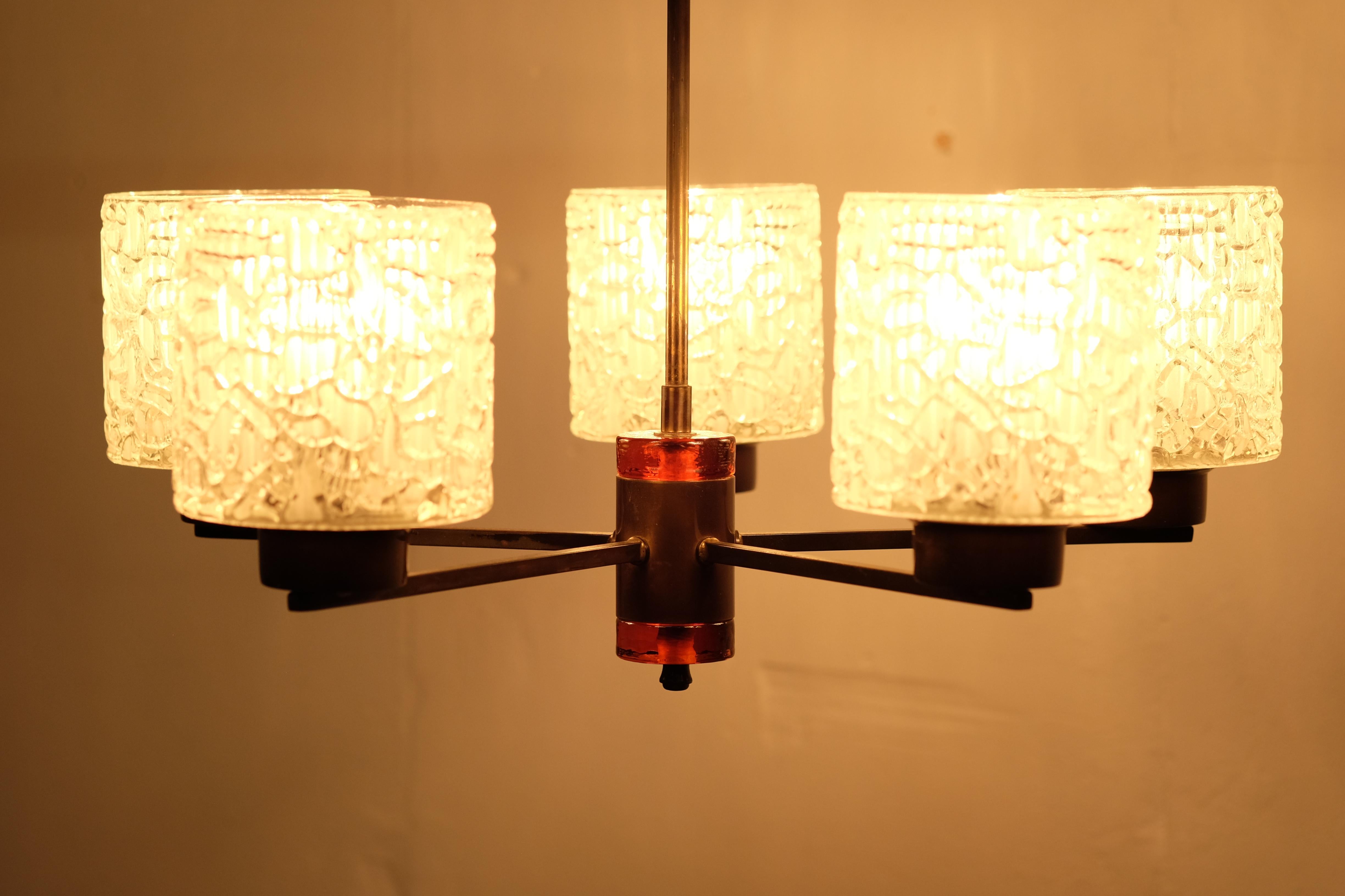 Chandelier by Carl Fagerlund for Orrefors, 1950s For Sale 5