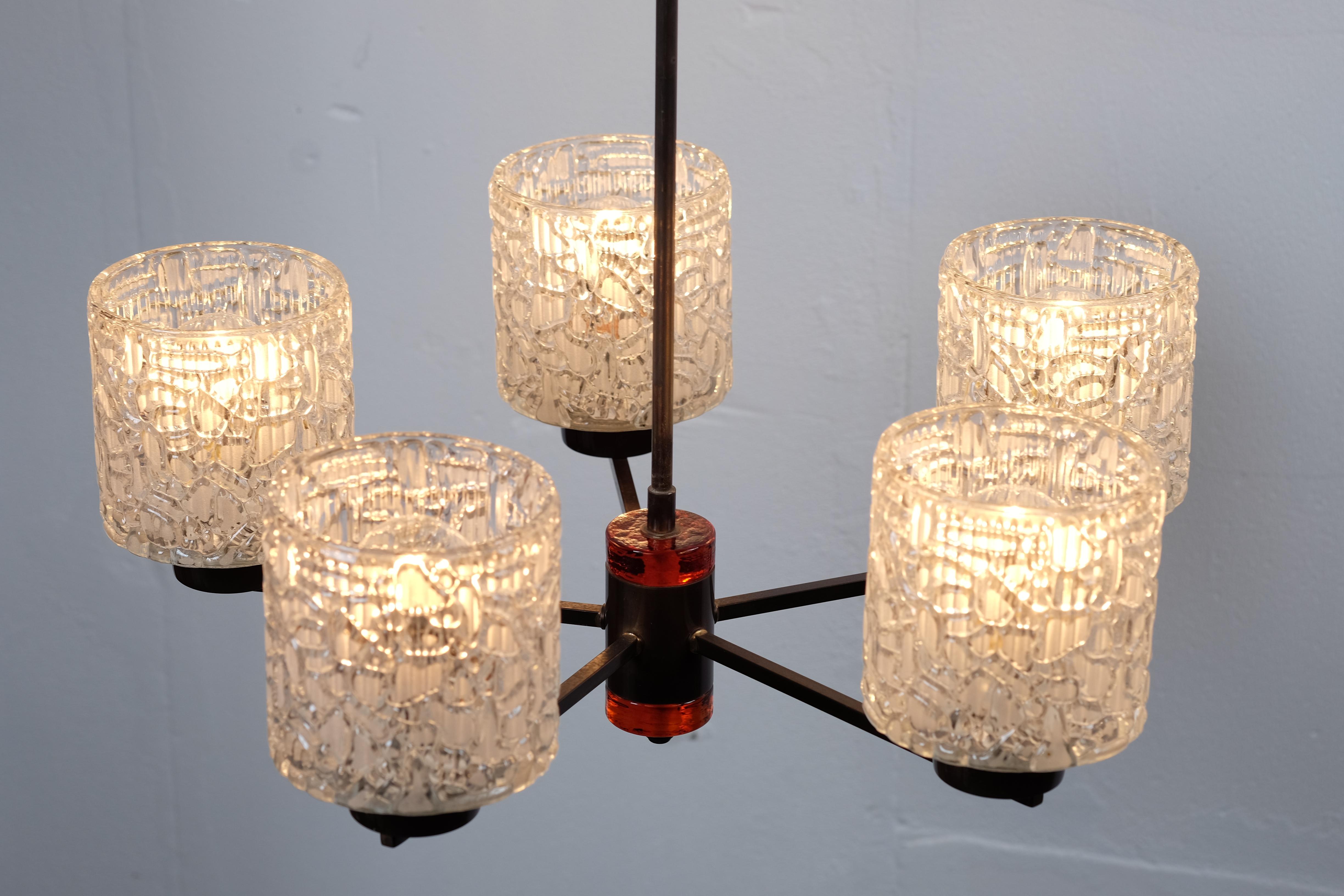 Mid-Century Modern Chandelier by Carl Fagerlund for Orrefors, 1950s For Sale