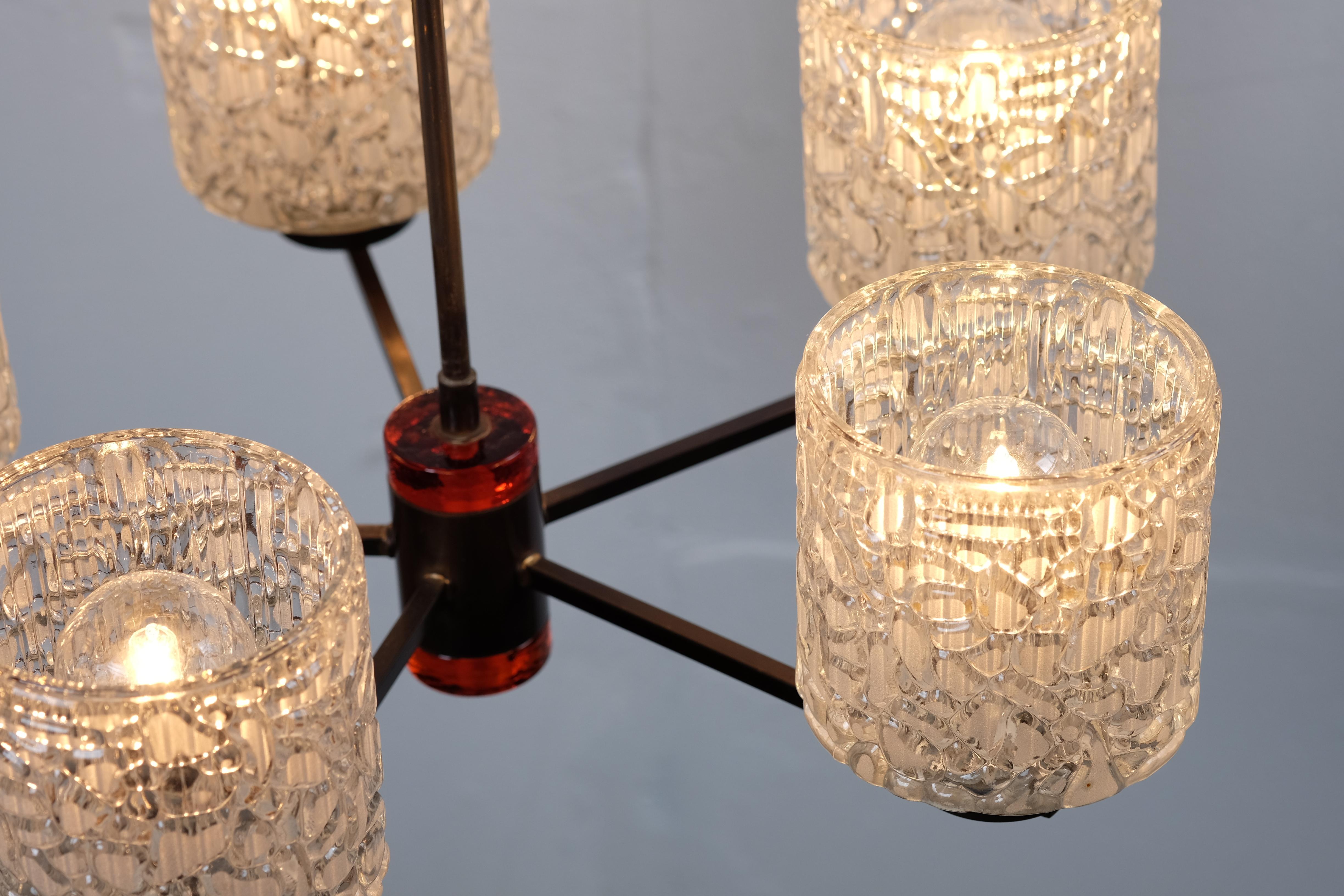 Mid-20th Century Chandelier by Carl Fagerlund for Orrefors, 1950s For Sale