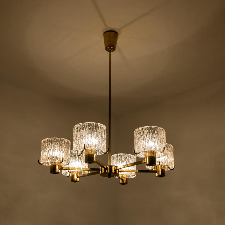Chandelier by Carl Fagerlund for Orrefors, 1960s For Sale 3