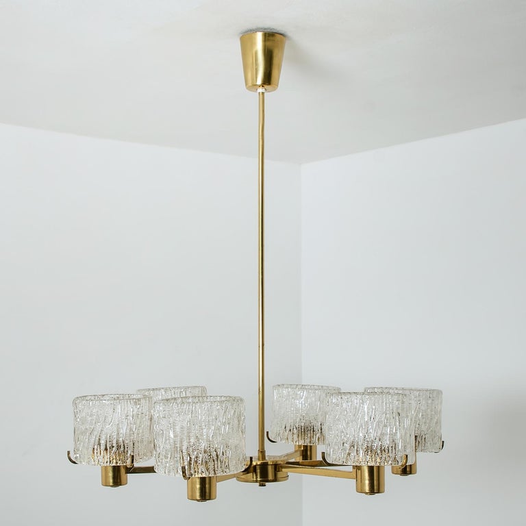 Chandelier by Carl Fagerlund for Orrefors, 1960s For Sale 7