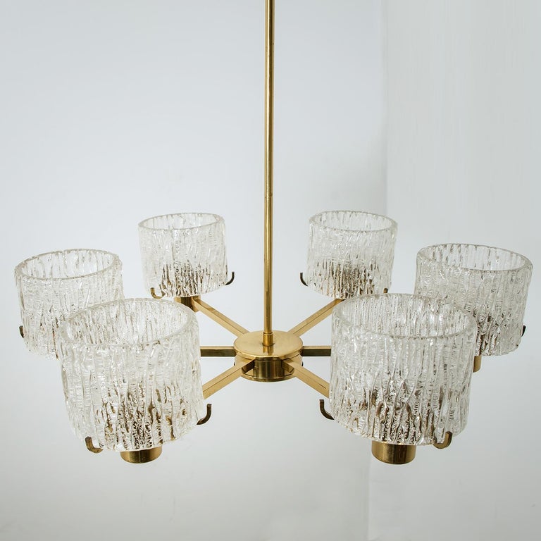 Chandelier by Carl Fagerlund for Orrefors, 1960s For Sale 1