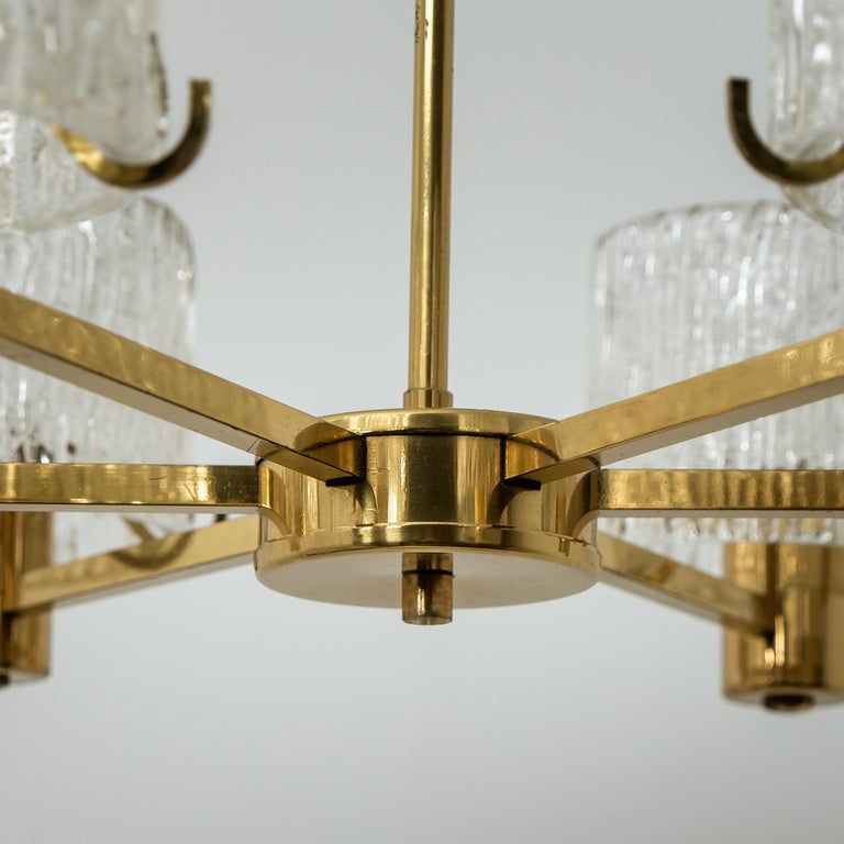 Chandelier by Carl Fagerlund for Orrefors, 1960s For Sale 2