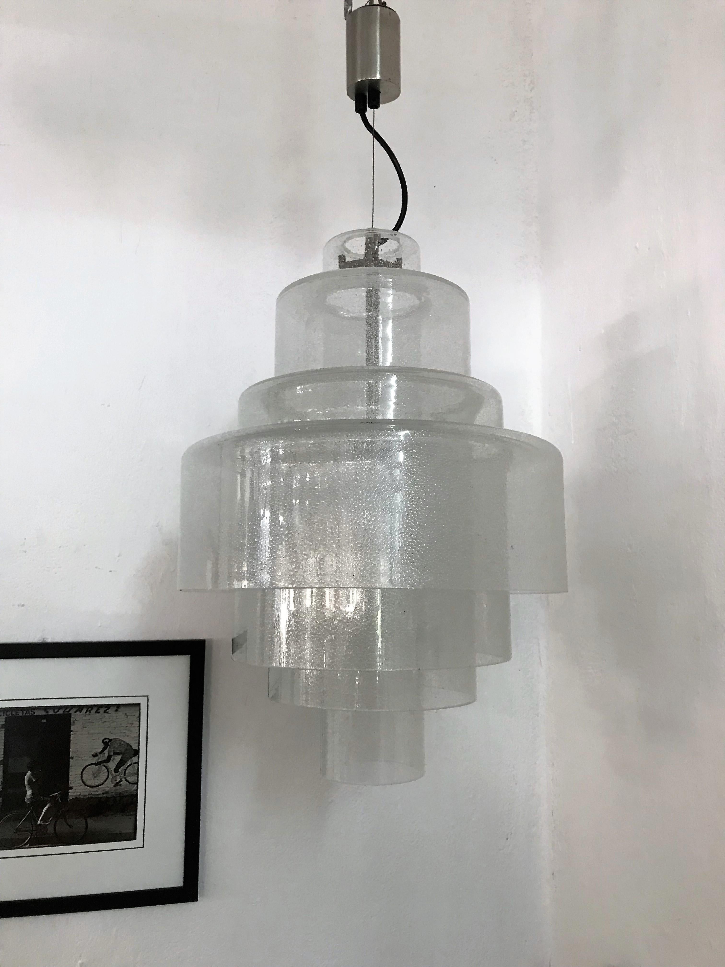 Chandelier by Carlo Nason for Mazzega in Murano Pulegoso Glass, circa 1960 For Sale 8