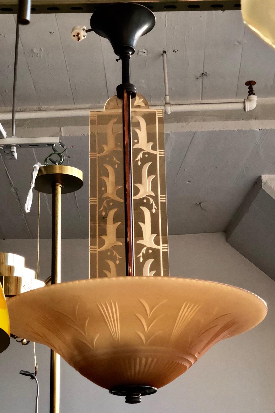 Chandelier by Edward Hald for Orrefors In Good Condition In Long Island City, NY