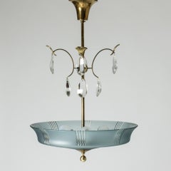 Chandelier by Elis Bergh, Orrefors, Sweden, 1920s