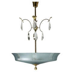 Chandelier by Elis Bergh, Orrefors, Sweden, 1920s