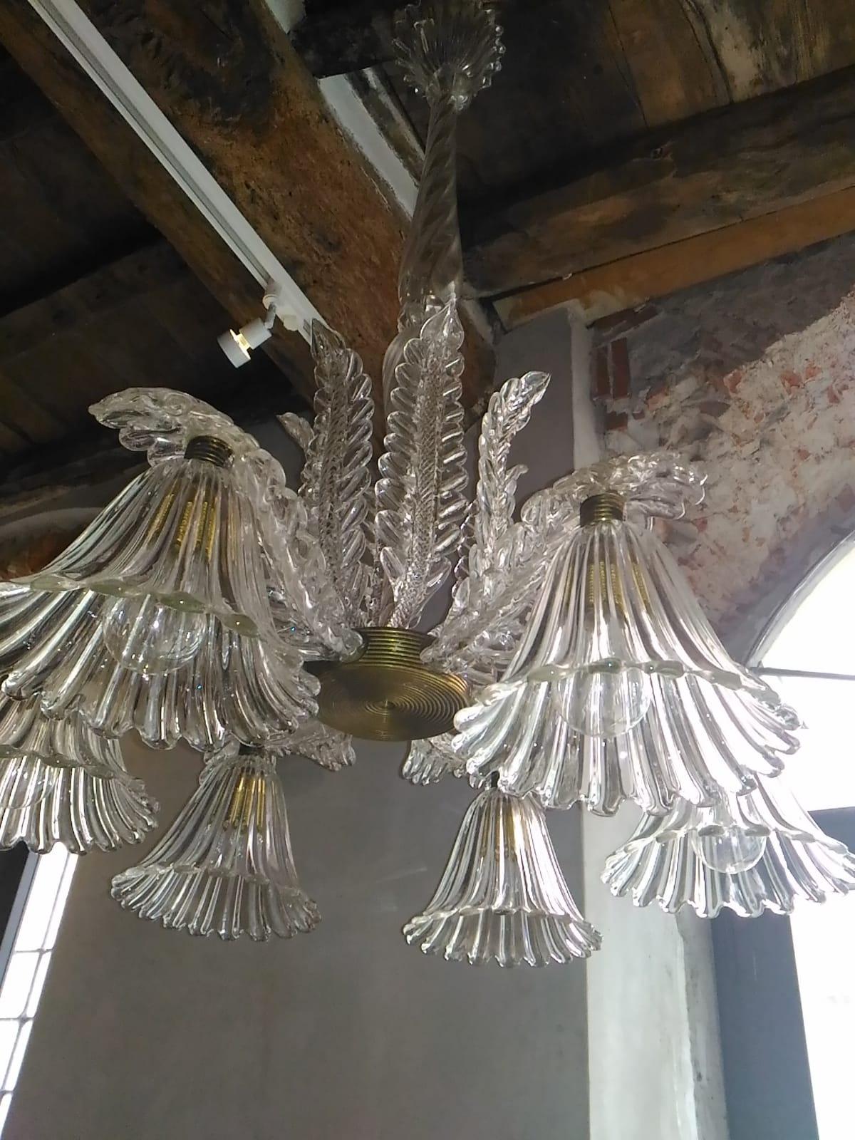 Chandelier by Ercole Barovier, Murano, 1940s For Sale 4