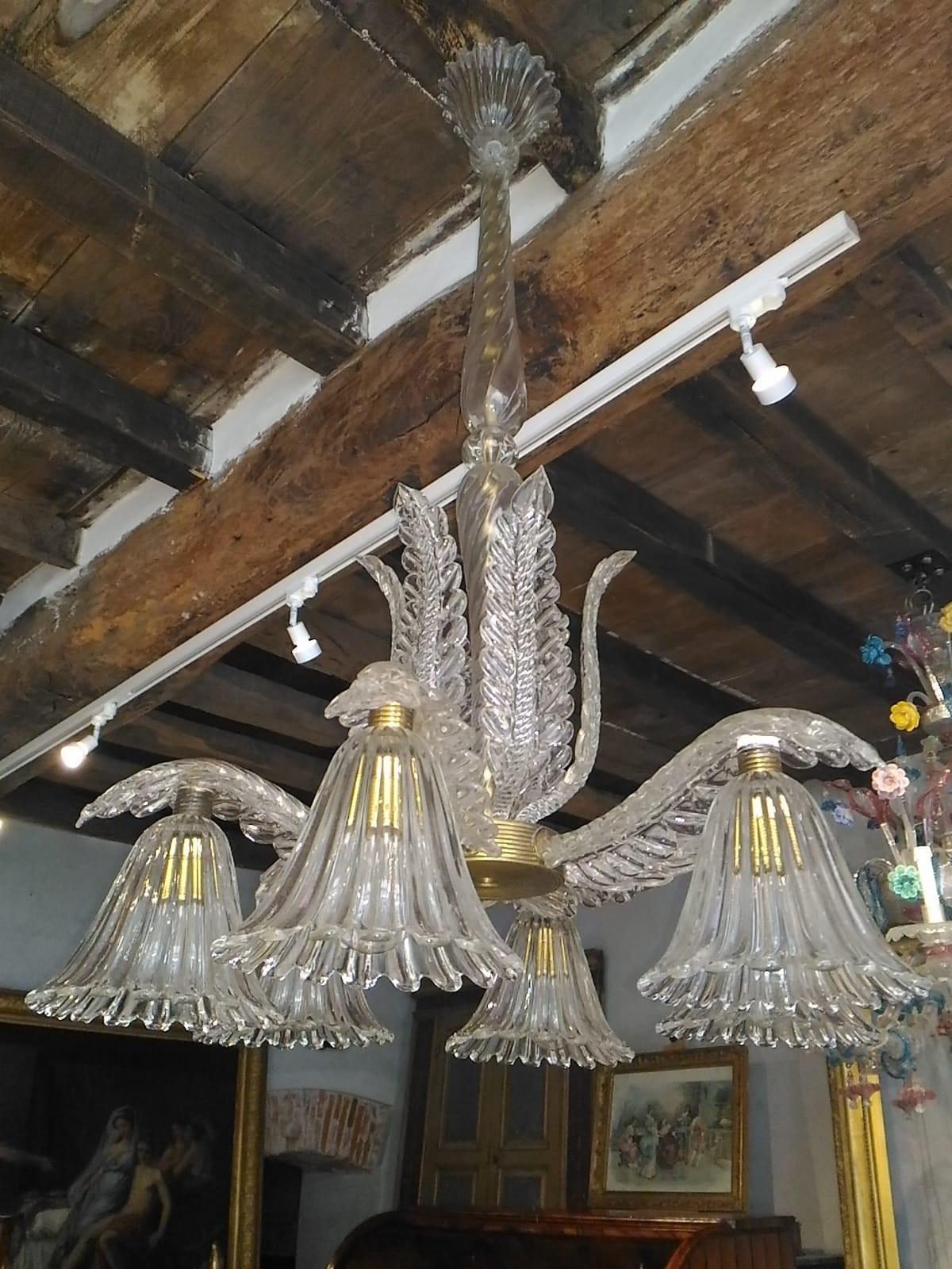 20th Century Chandelier by Ercole Barovier, Murano, 1940s For Sale