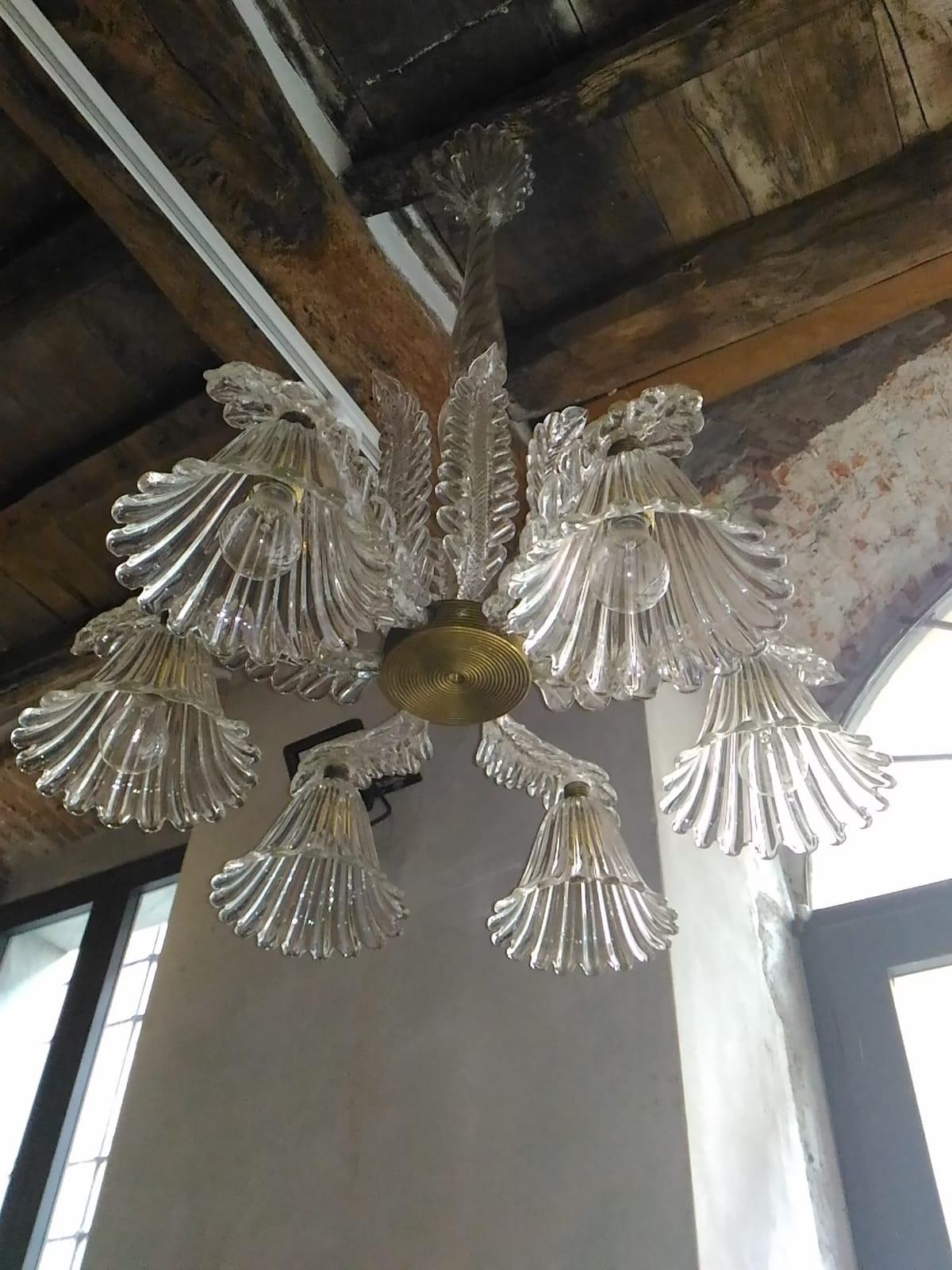 Metal Chandelier by Ercole Barovier, Murano, 1940s For Sale