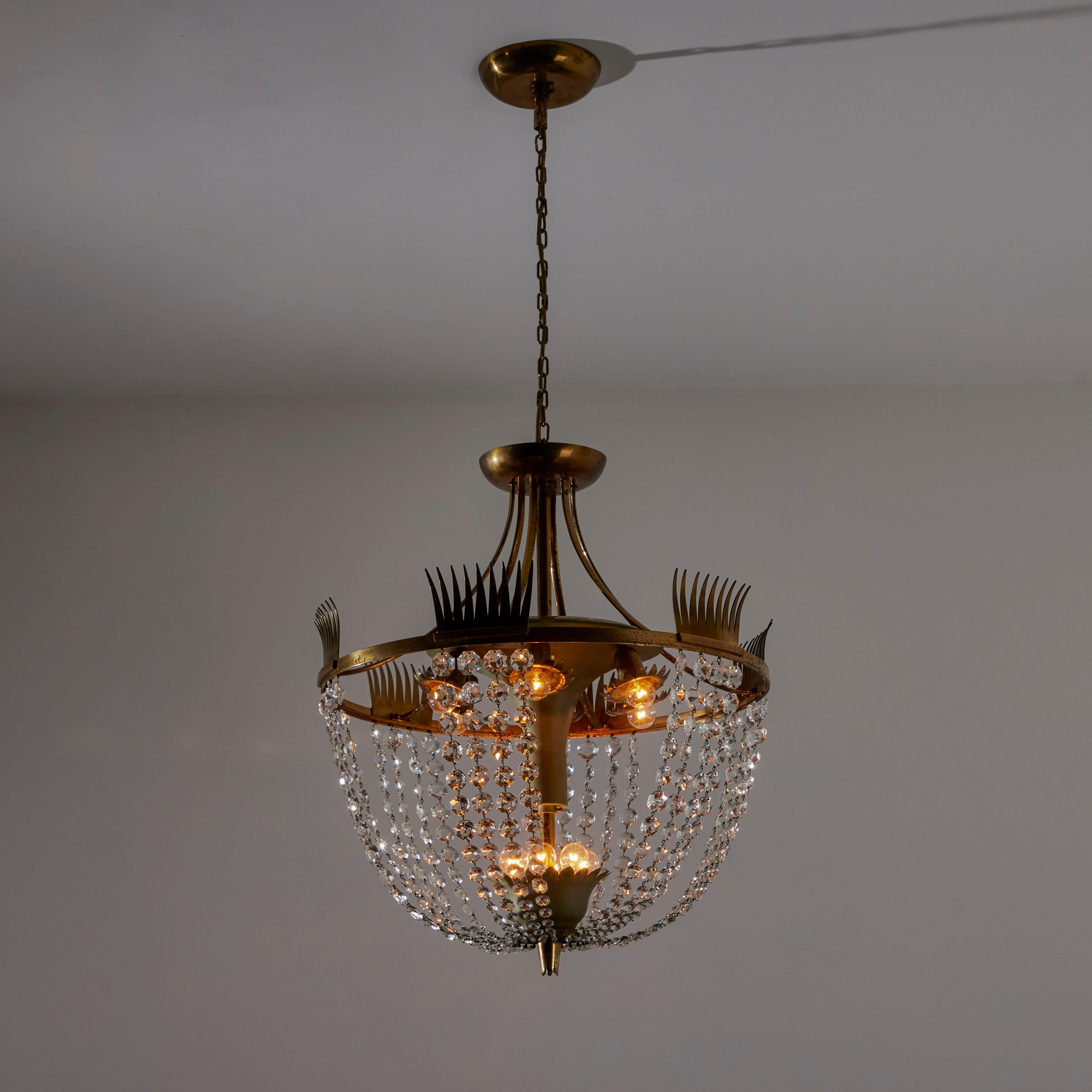 European Chandelier by Pietro Chiesa for Fontana Arte For Sale