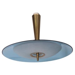 Chandelier by Fontana Arte  Mod. 1462 in brass and crystal