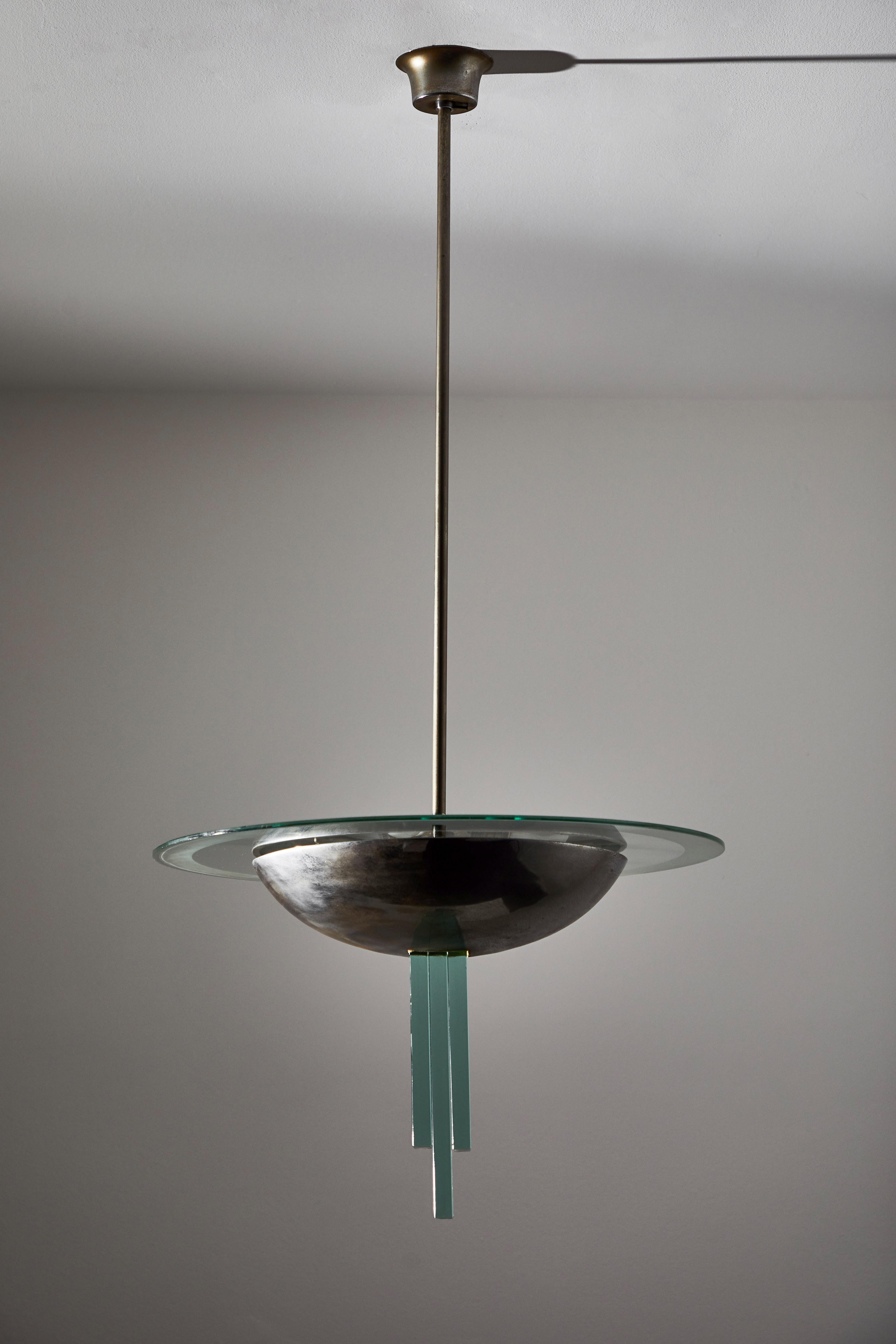 Steel Suspension Light Attributed to Pietro Chiesa for Fontana Arte