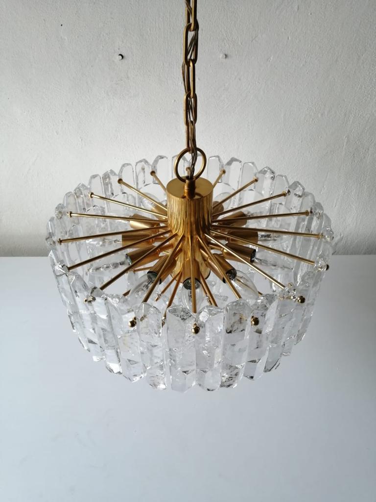 Late 20th Century Glass and Brass Chandelier Palazzo by J. T. Kalmar, FRANKEN KG, 1970s, Austria For Sale