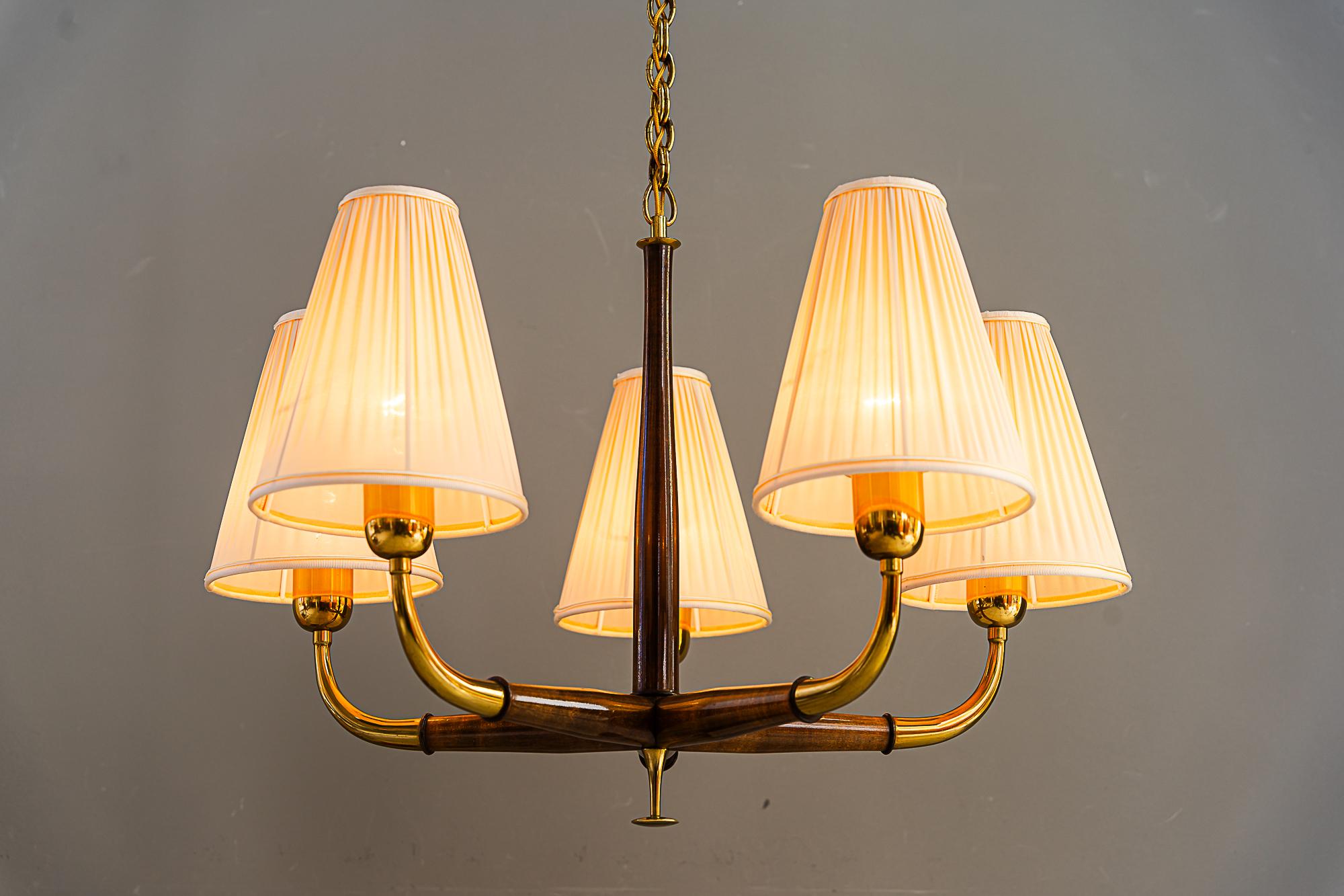 Chandelier by Josef Frank, 1930s with fabric shades 7