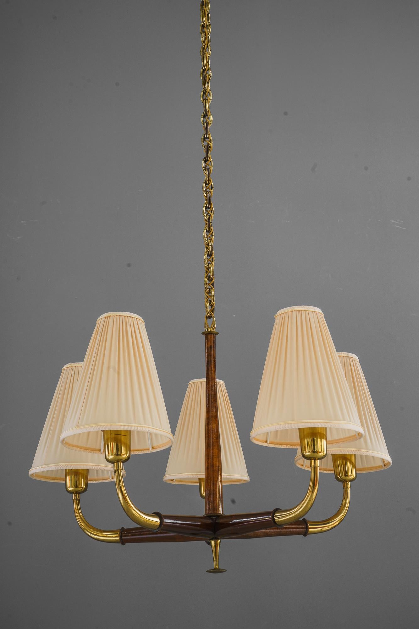 Mid-Century Modern Chandelier by Josef Frank, 1930s with fabric shades