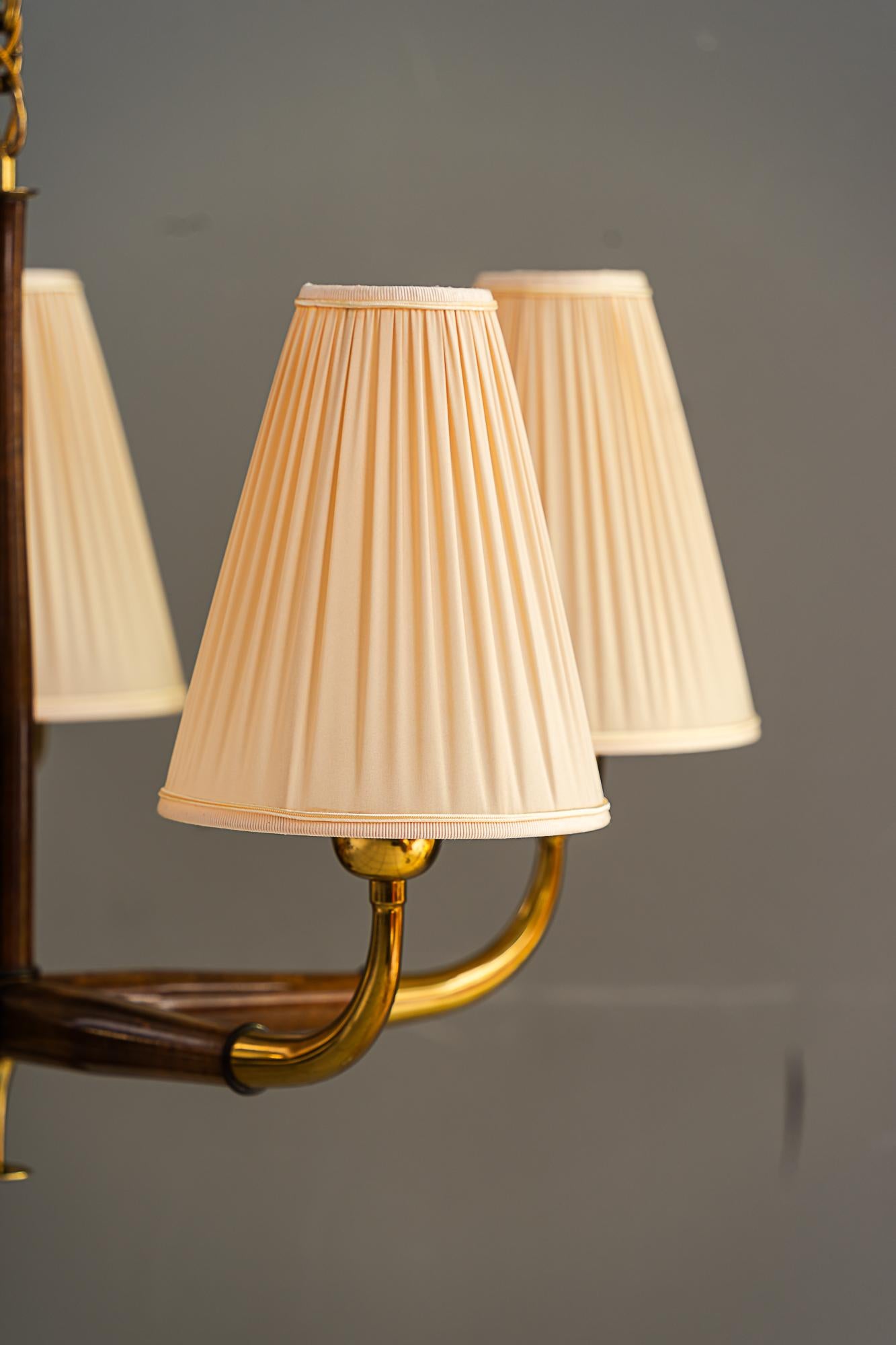 Chandelier by Josef Frank, 1930s with fabric shades In Good Condition In Wien, AT