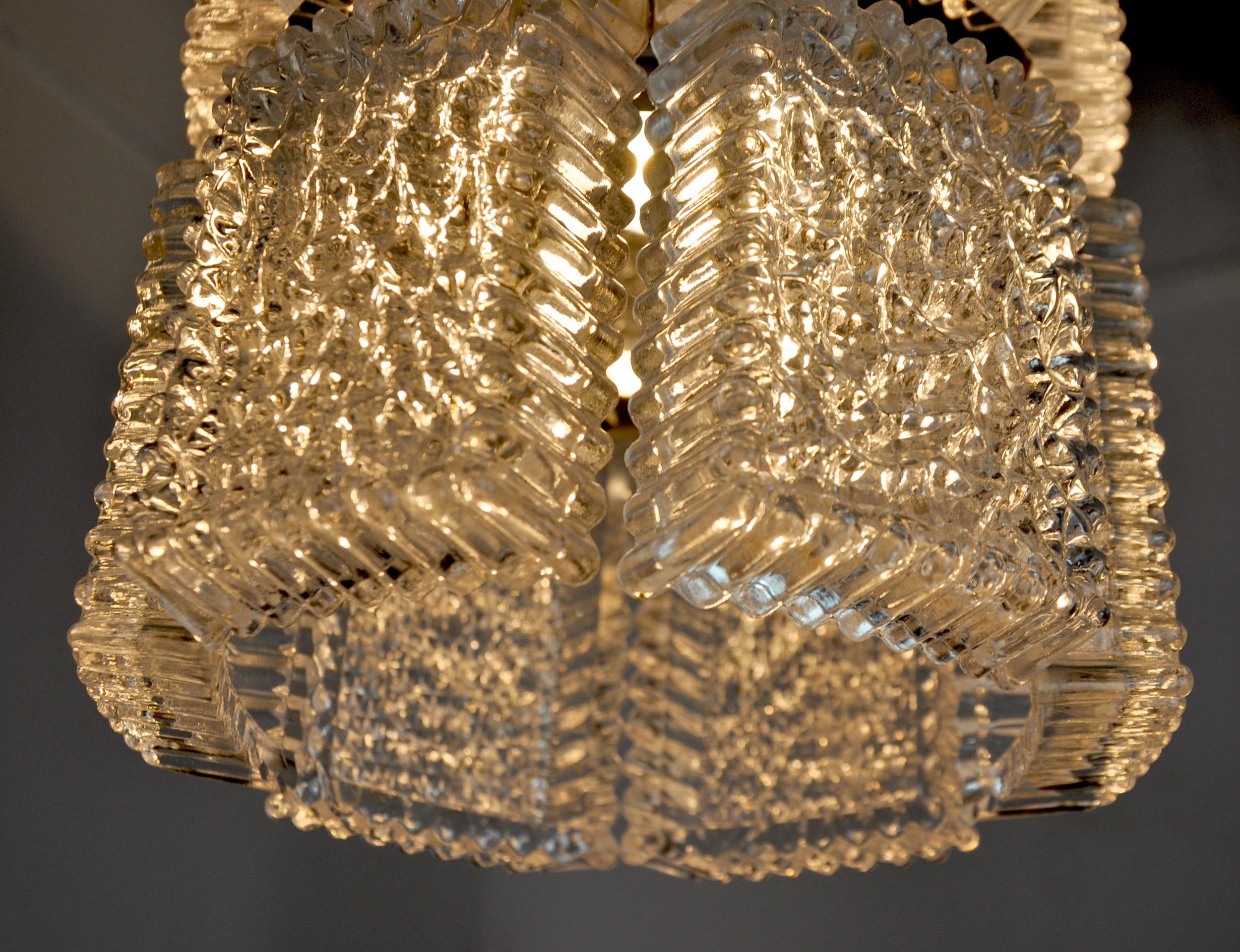 Chandelier by Kaiser Leuchten in Frosted Glass Germany, 1960 For Sale 1