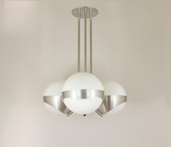 Chandelier by Lamperti Associates in Metal and Glass, Italy, 1970s