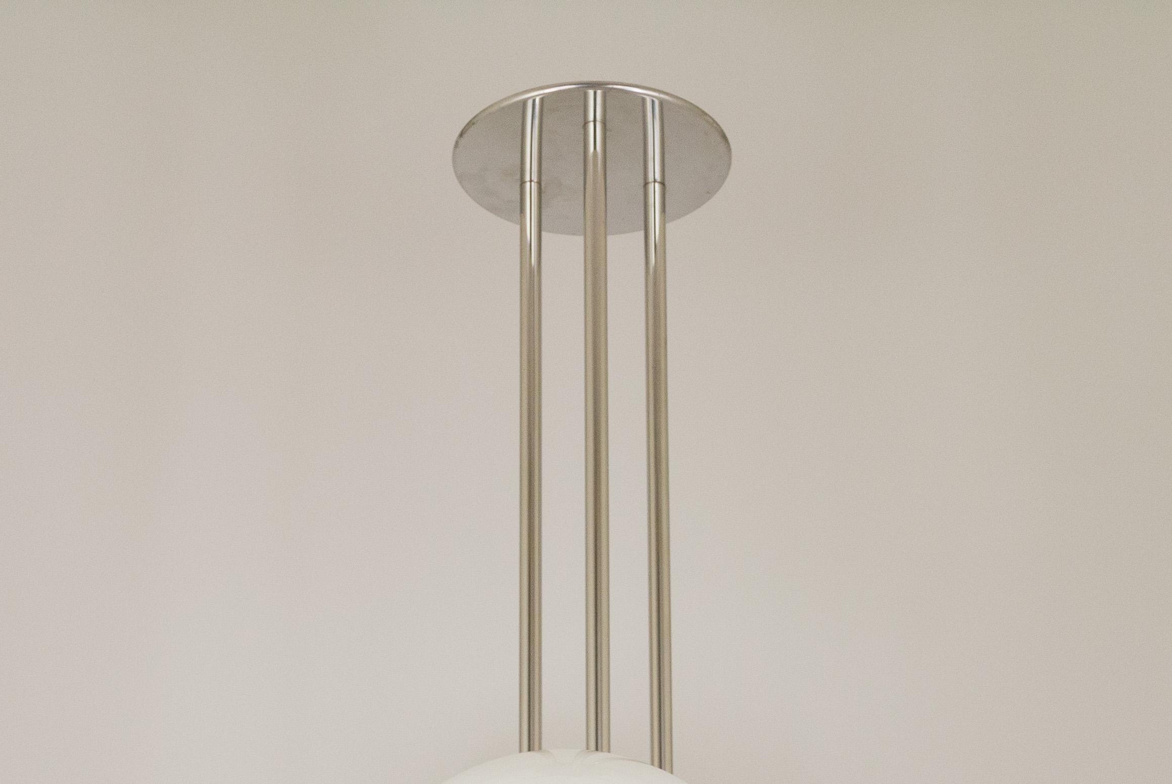 Late 20th Century Chandelier by Lamperti Associates in Metal and Glass, Italy, 1970s