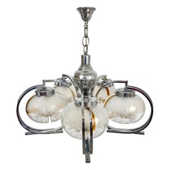 Chandelier by Mazzega in Chrome and Murano Glass, Italy, 1970s