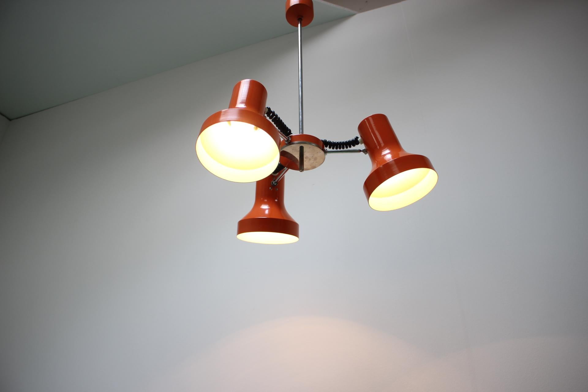 Metal Chandelier by Napako, Czechoslovakia, 1970s For Sale
