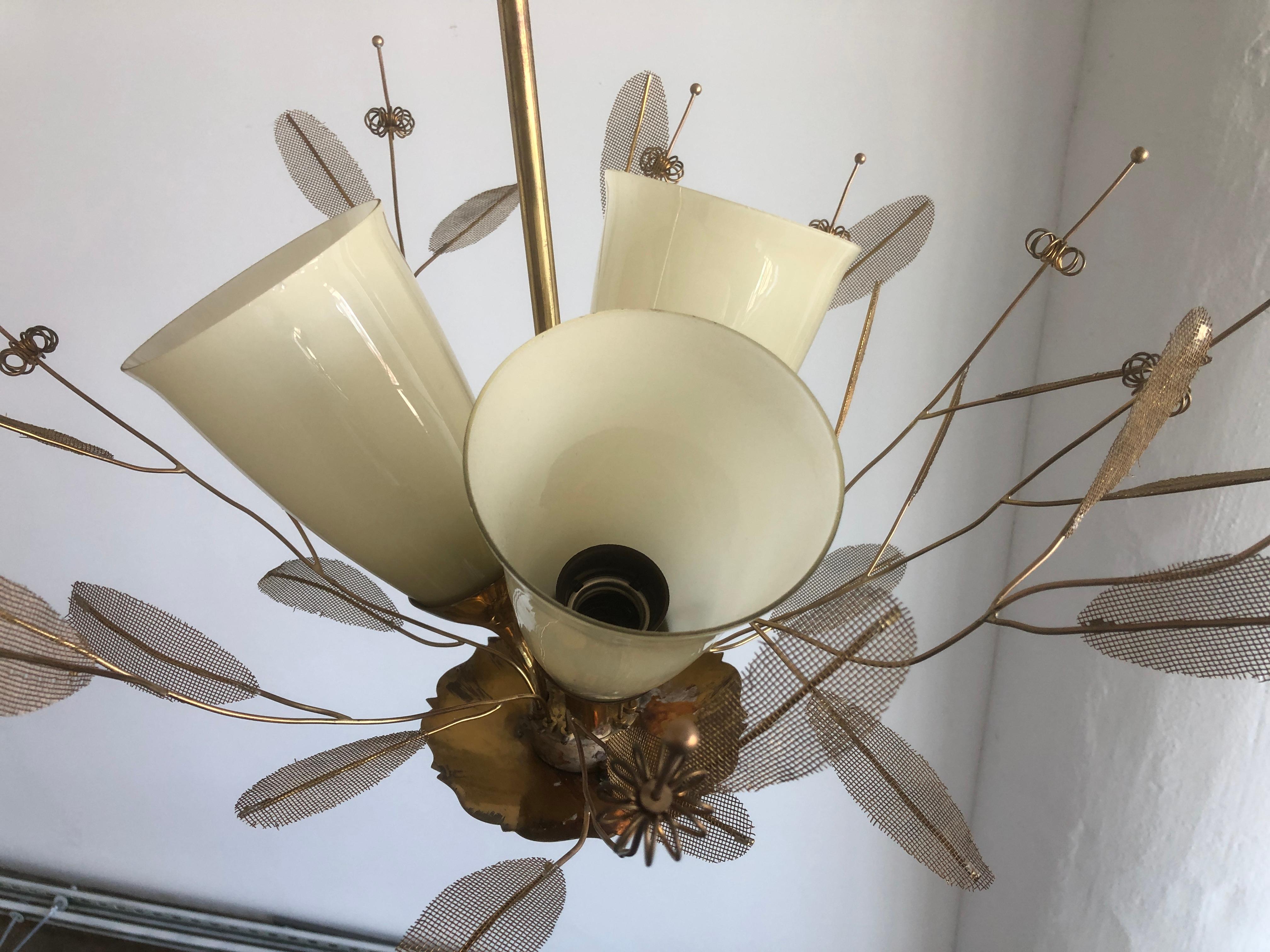 Brass Chandelier by Paavo Tynell For Sale