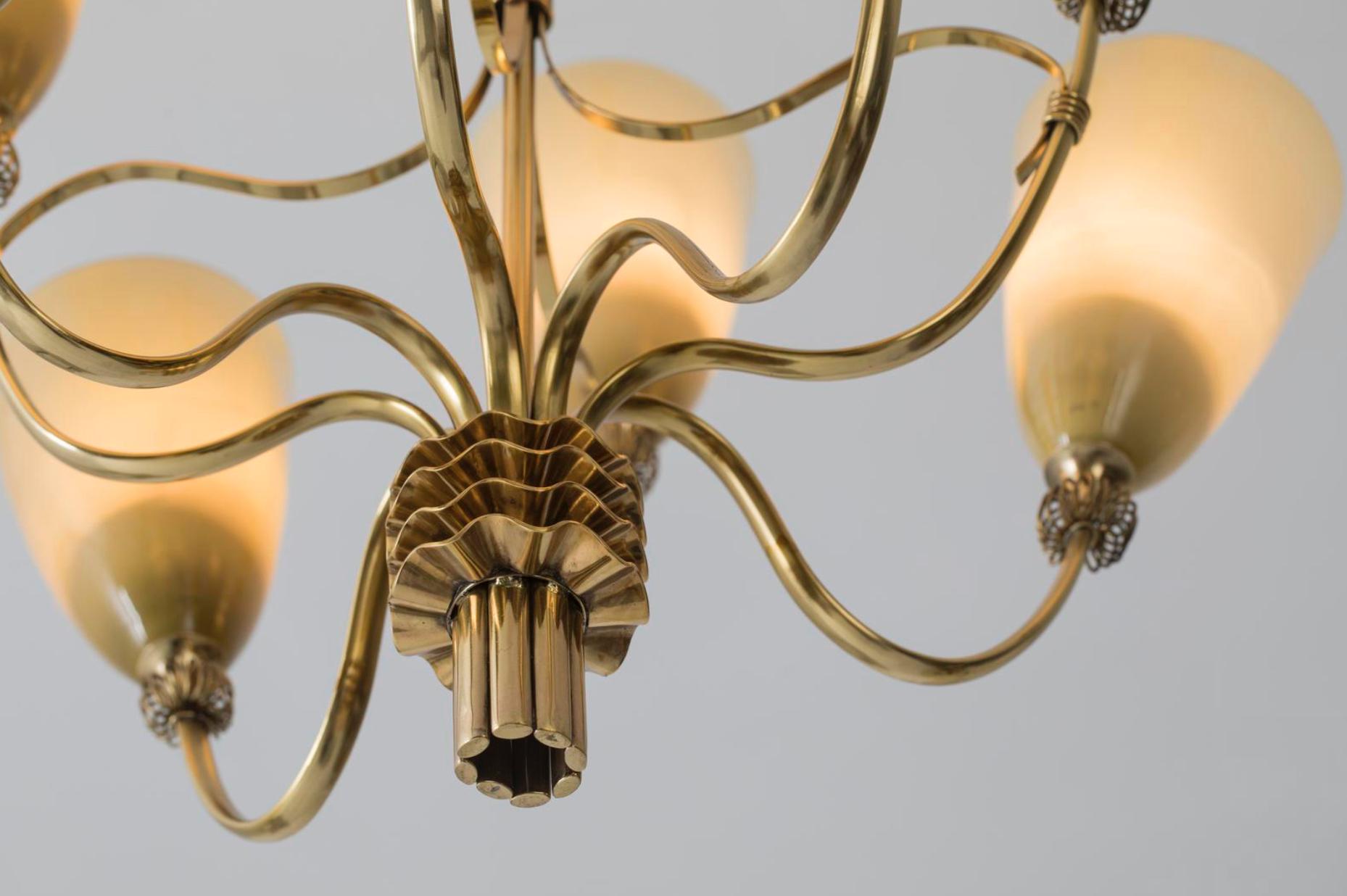 Brass Chandelier by Paavo Tynell
