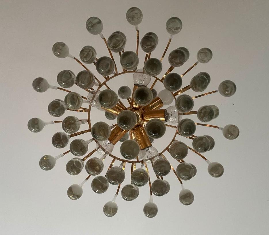 Chandelier by Palme & Walter with Murano glass drops by Venini en vente 3