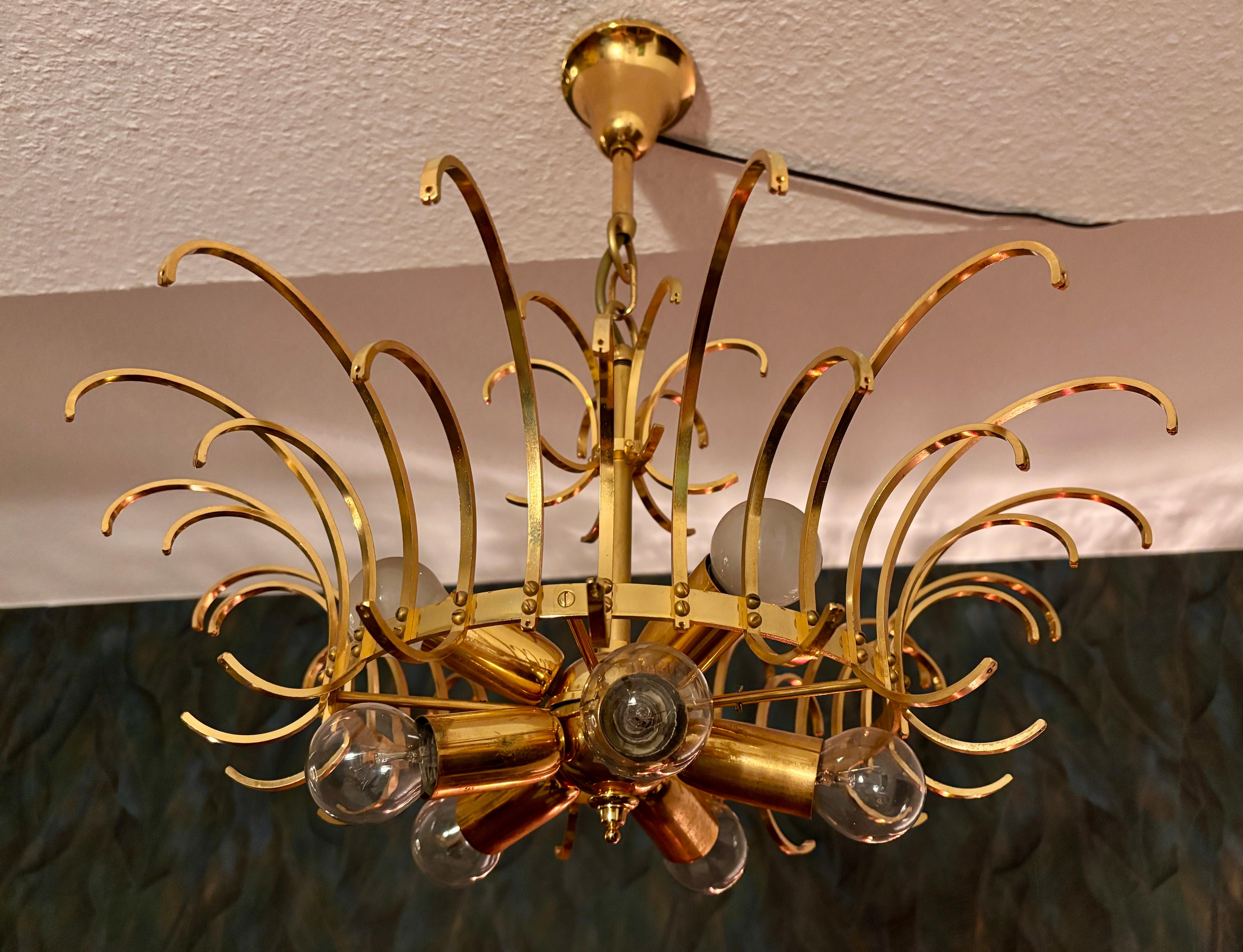 Chandelier by Palme & Walter with Murano glass drops by Venini en vente 6
