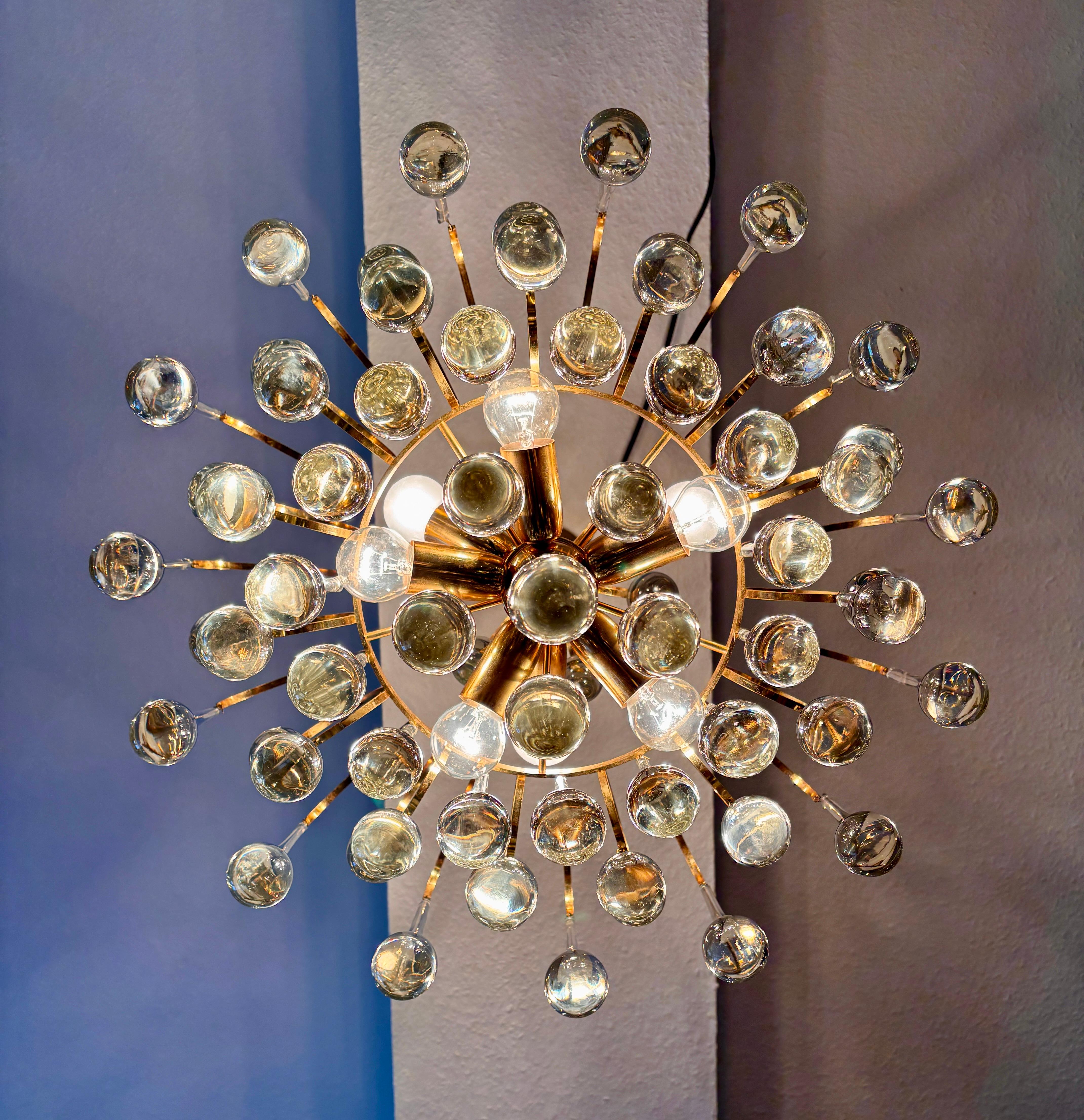 Mid-Century Modern Chandelier by Palme & Walter with Murano glass drops by Venini en vente