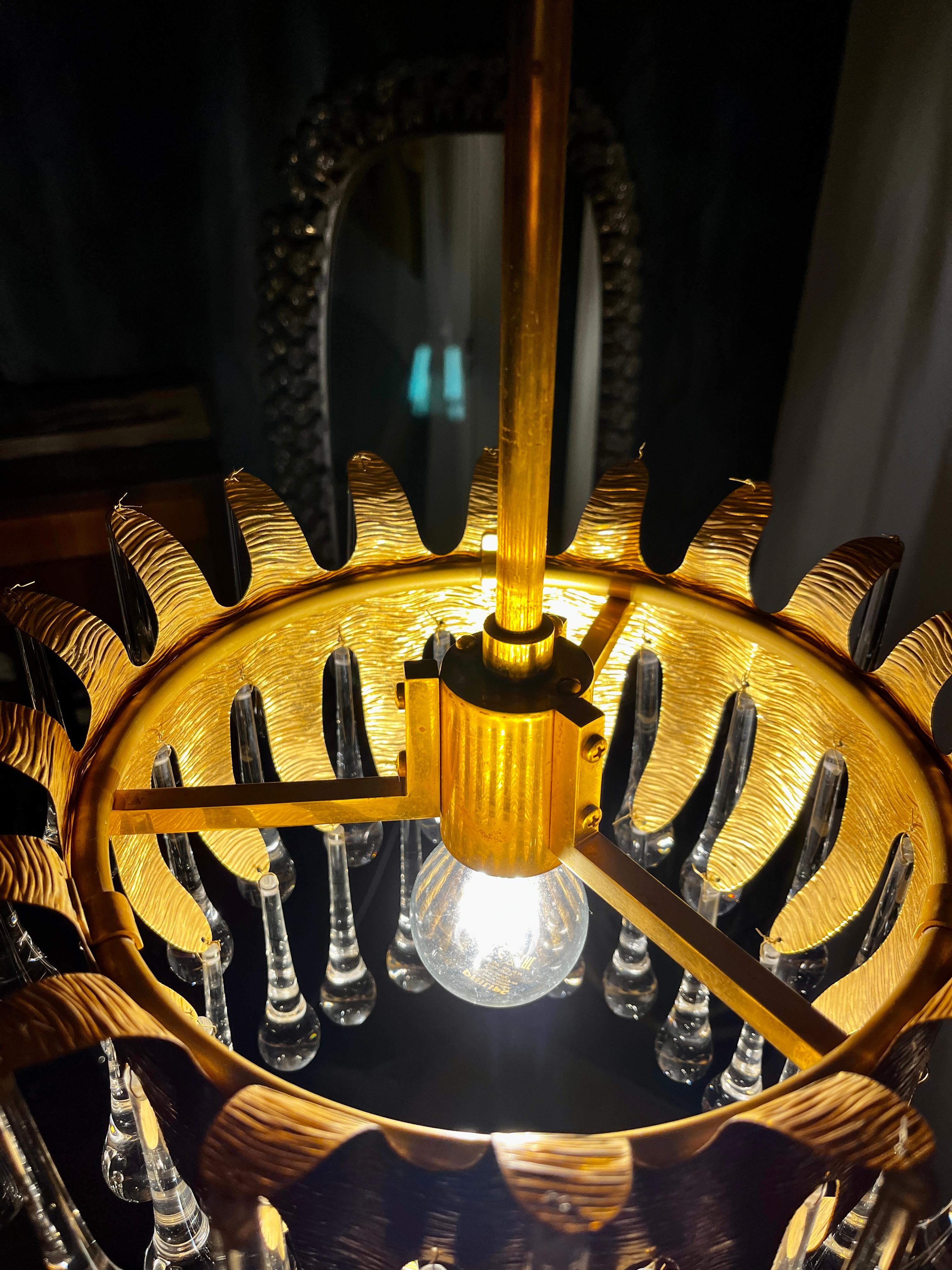 Fine XX secolo Lampadario di Palme & Walter con gocce in vetro di Murano di Venini in vendita