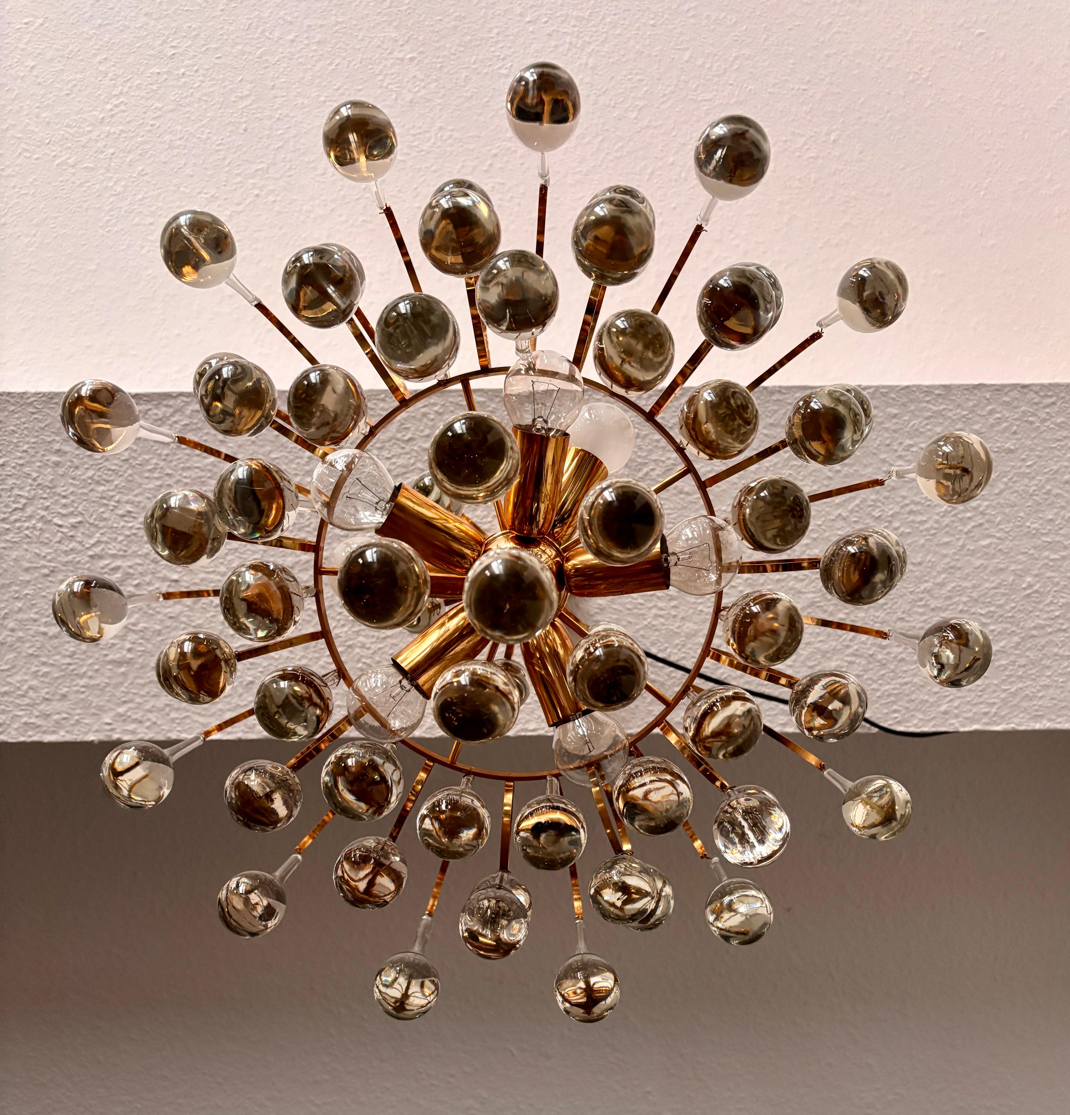 Chandelier by Palme & Walter with Murano glass drops by Venini en vente 2
