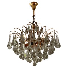 Chandelier by Palme & Walter with Murano glass drops by Venini