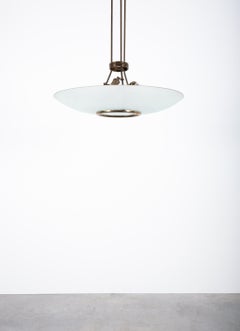 Art Deco Glass Brass Chandelier by Pietro Chiesa, circa 1945, Italy