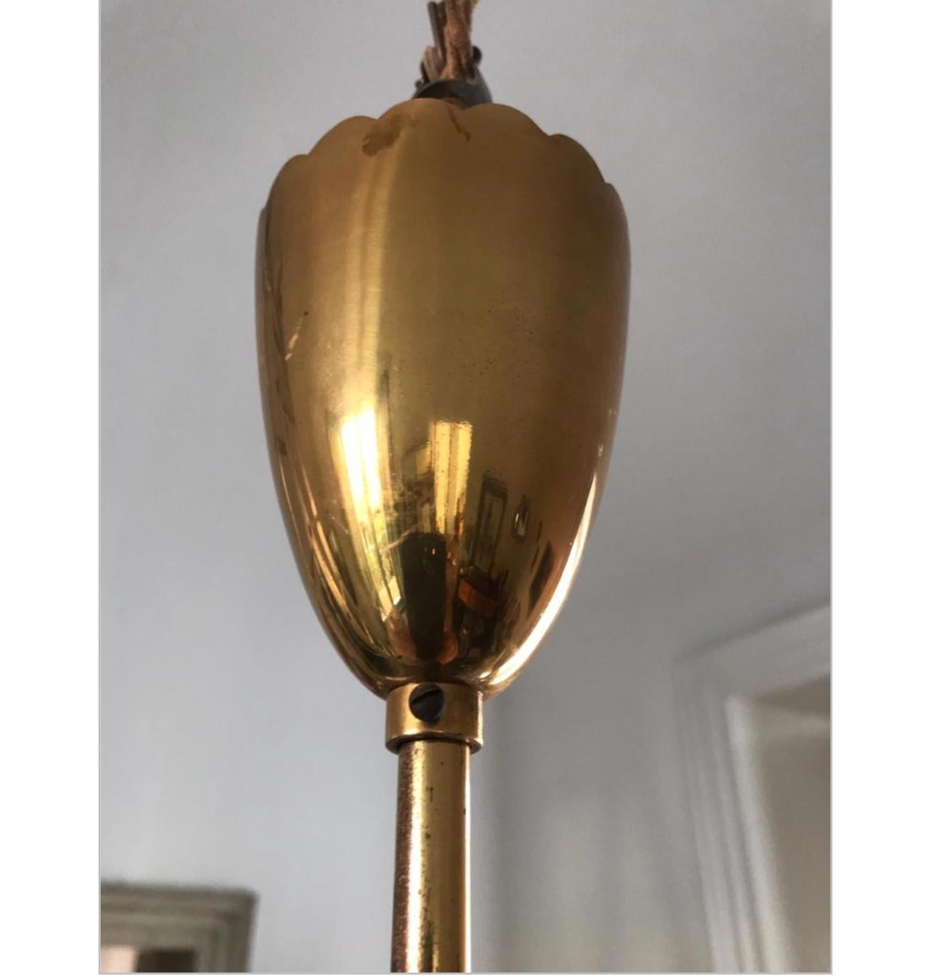 Brass Chandelier by Pietro Chiesa for Fontana Arte, Italy 1940s For Sale